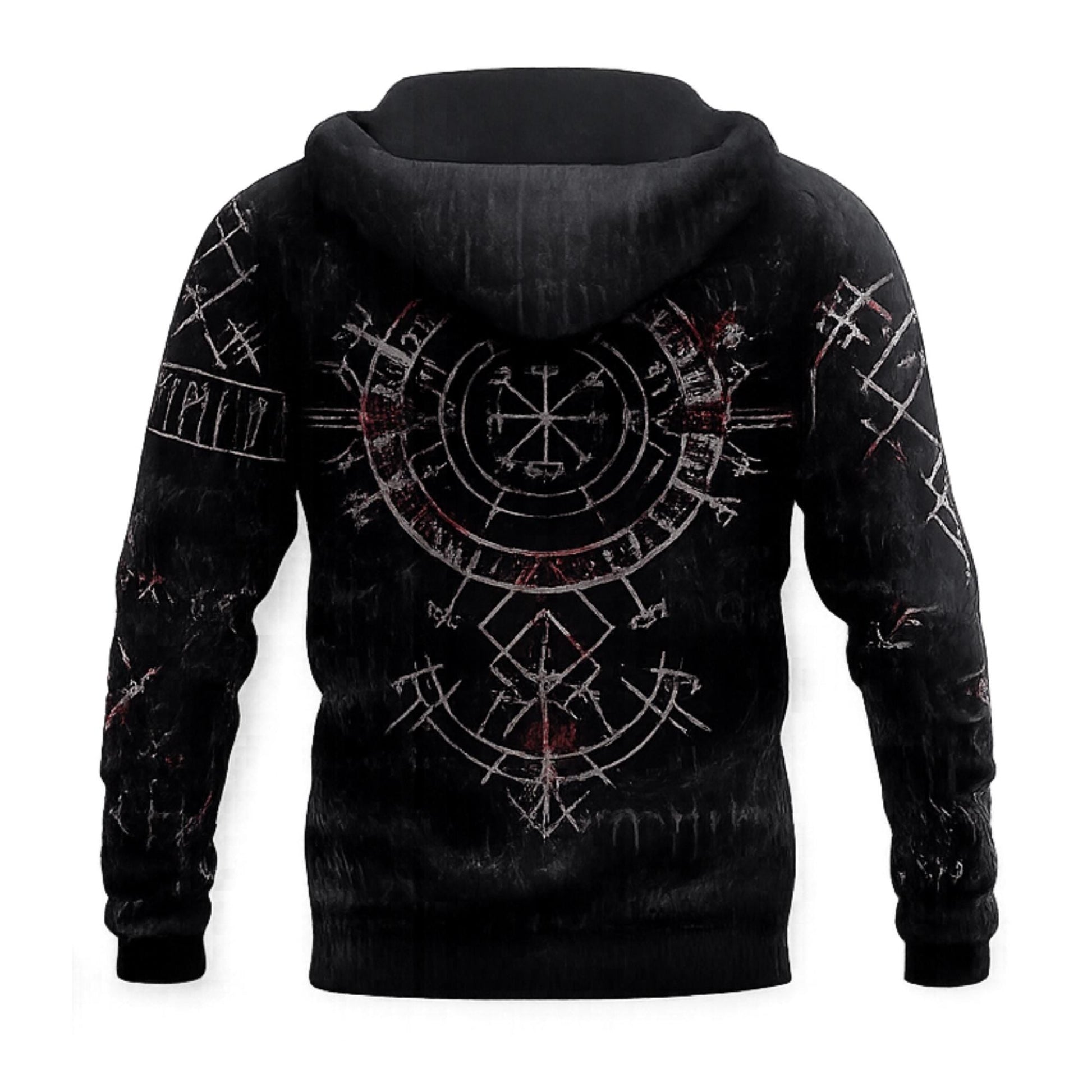 Viking Valknut Hoodie - Viking Runes Hoodie with Vegvisir Compass, Valknut Symbols, Norse Mythology
