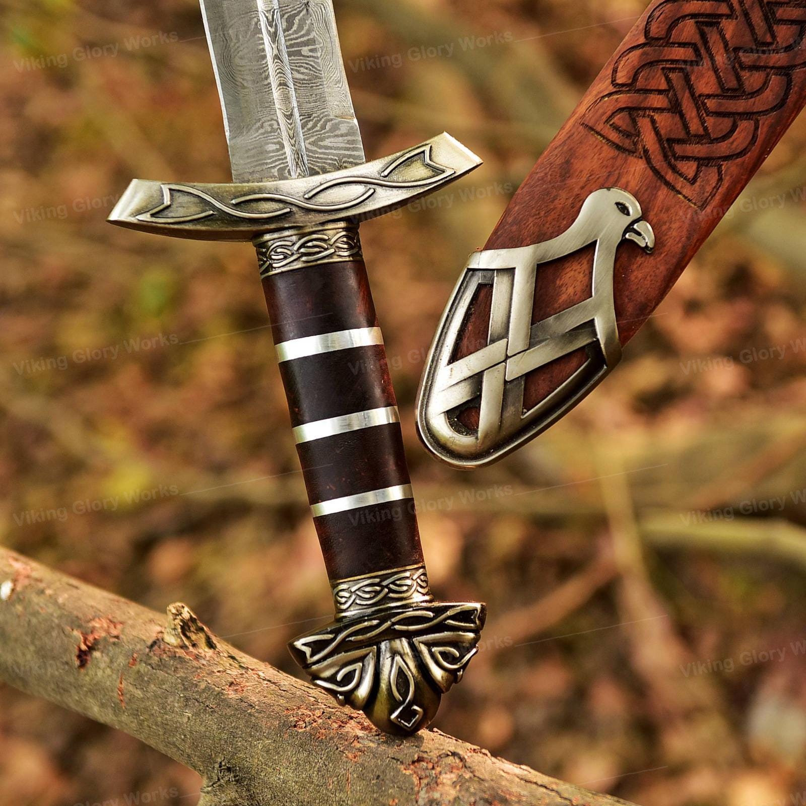 Viking Weapon Replica - Hand Forged Northmen Damascus Sword Replica, Authentic Viking Inspired