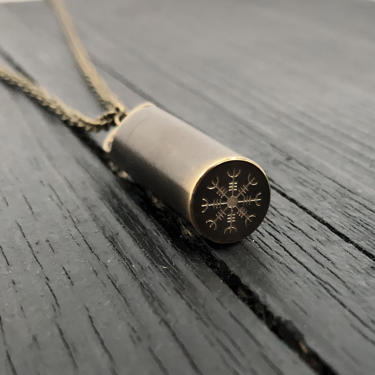 Viking Vegvisir Compass Necklace - Vegvisir Cremation Urn Necklace: Solid Brass Viking Compass