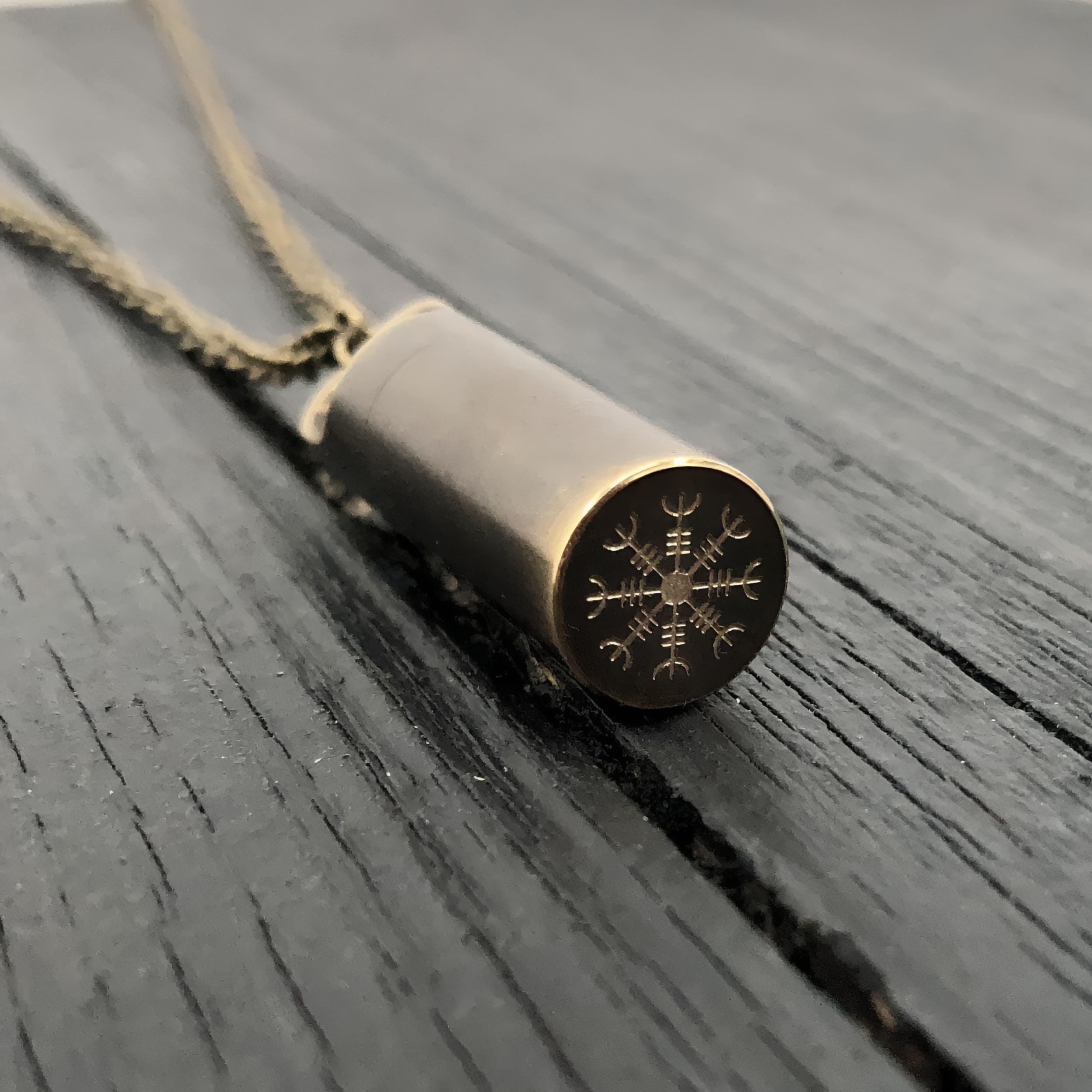 Viking Vegvisir Compass Necklace - Vegvisir Cremation Urn Necklace: Solid Brass Viking Compass
