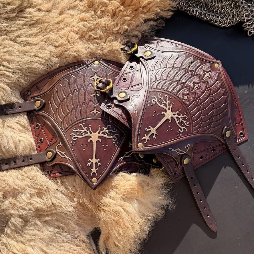 Viking Costume & LARP - Leather Viking Bracers: Ragnarok LARP Renfair Medieval Armor