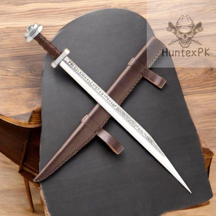Viking Weapon Replica - Custom Handmade Viking Seax – 26" Engraved 440C Steel Blade