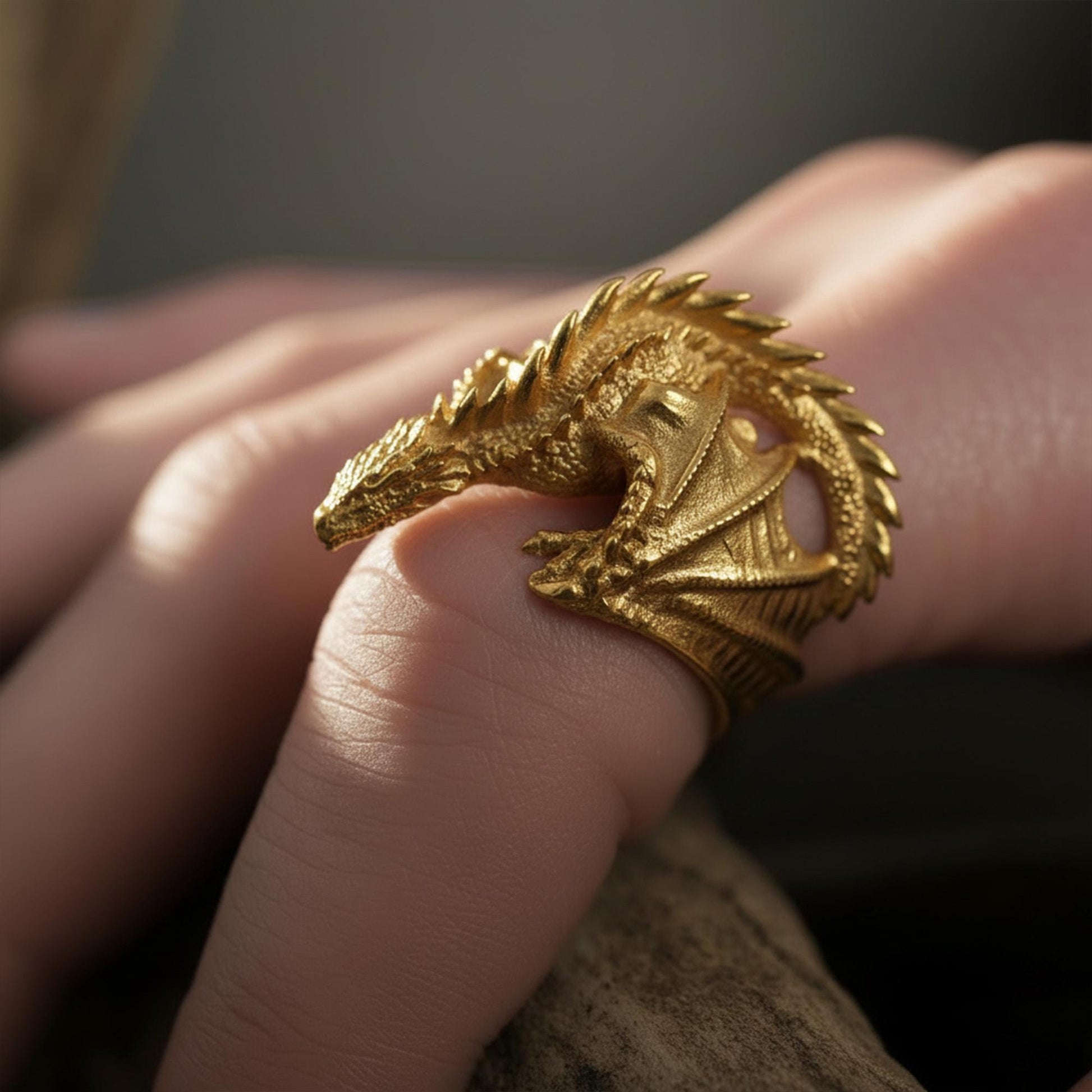 Viking Ring - Sterling Silver Dragon Ring, Adjustable Wrap Band, Gothic Mens Ring, Fantasy Jewelry