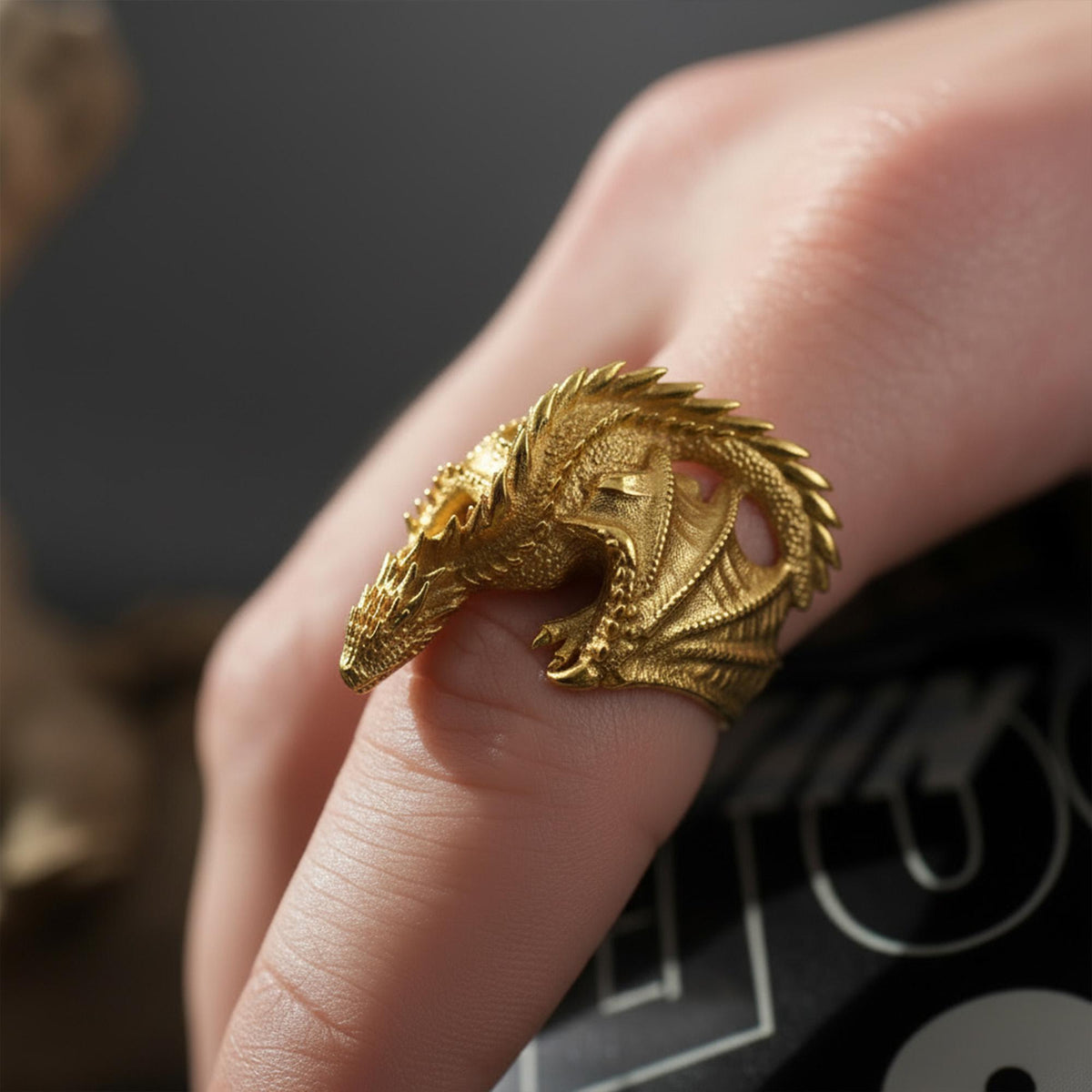 Viking Ring - Sterling Silver Dragon Ring, Adjustable Wrap Band, Gothic Mens Ring, Fantasy Jewelry