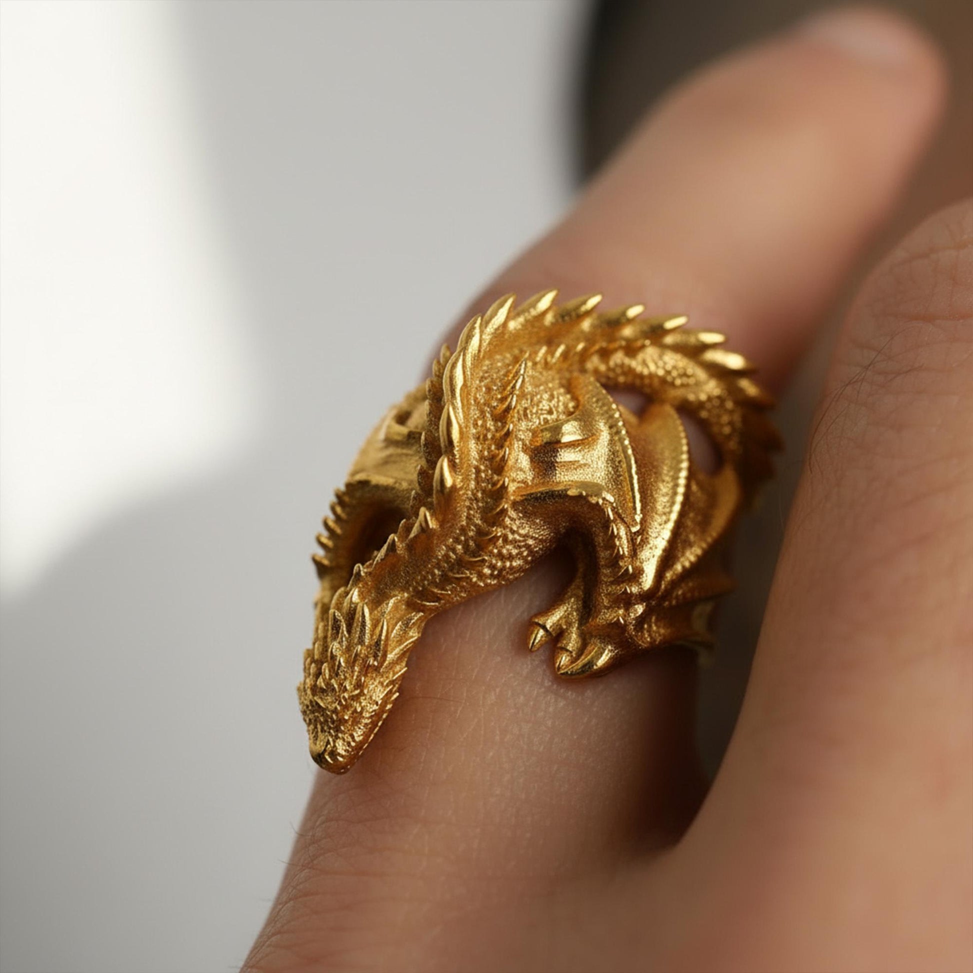 Viking Ring - Sterling Silver Dragon Ring, Adjustable Wrap Band, Gothic Mens Ring, Fantasy Jewelry