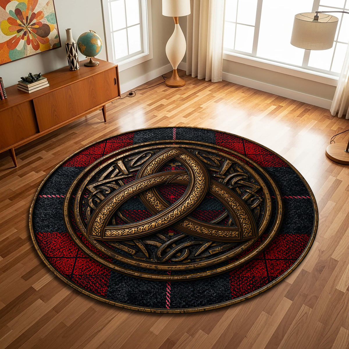 Viking Yggdrasil Tree of Life Rug - Dark Green Celtic Tree of Life Axe Runner Rug, Viking Yggdrasil