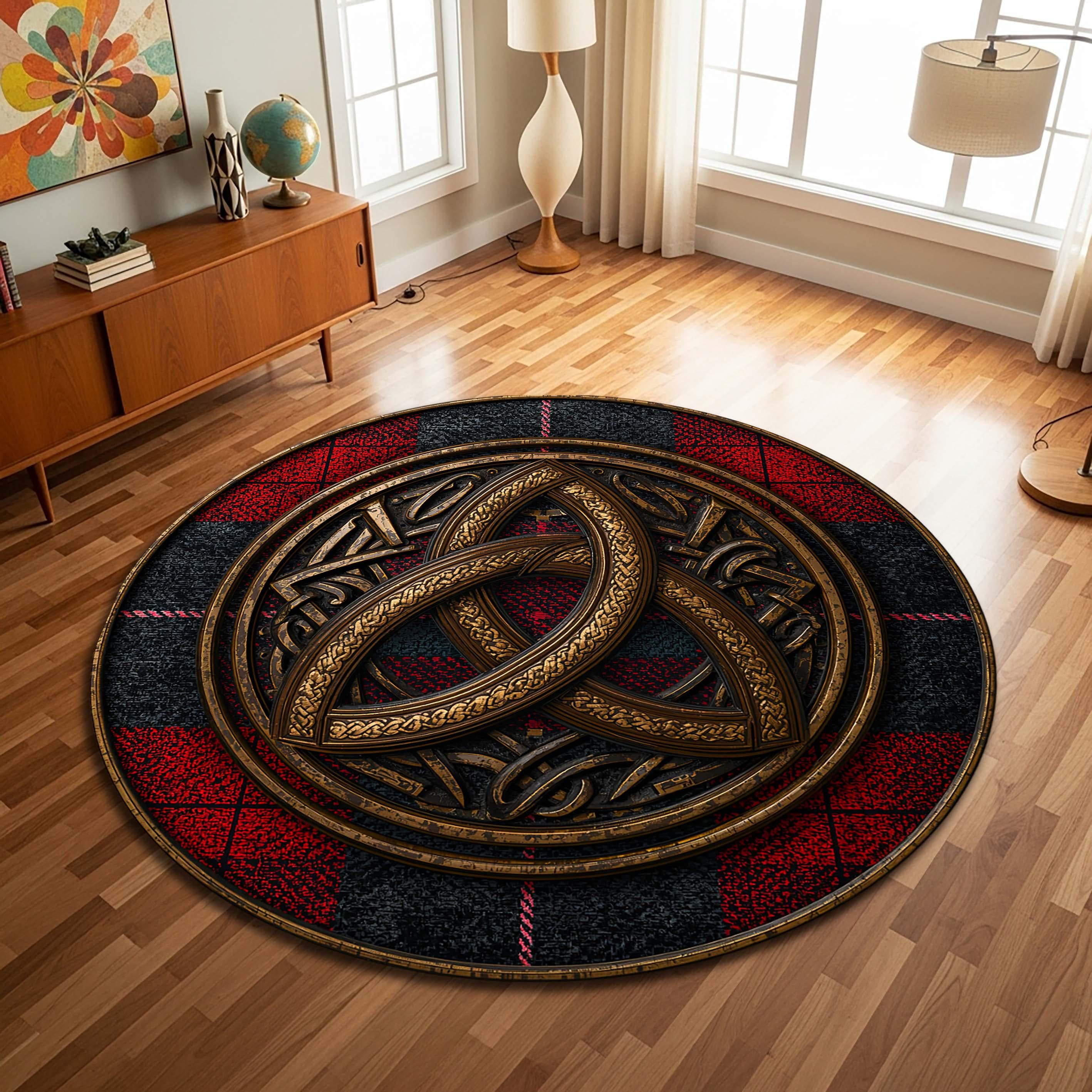 Viking Yggdrasil Tree of Life Rug - Dark Green Celtic Tree of Life Axe Runner Rug, Viking Yggdrasil