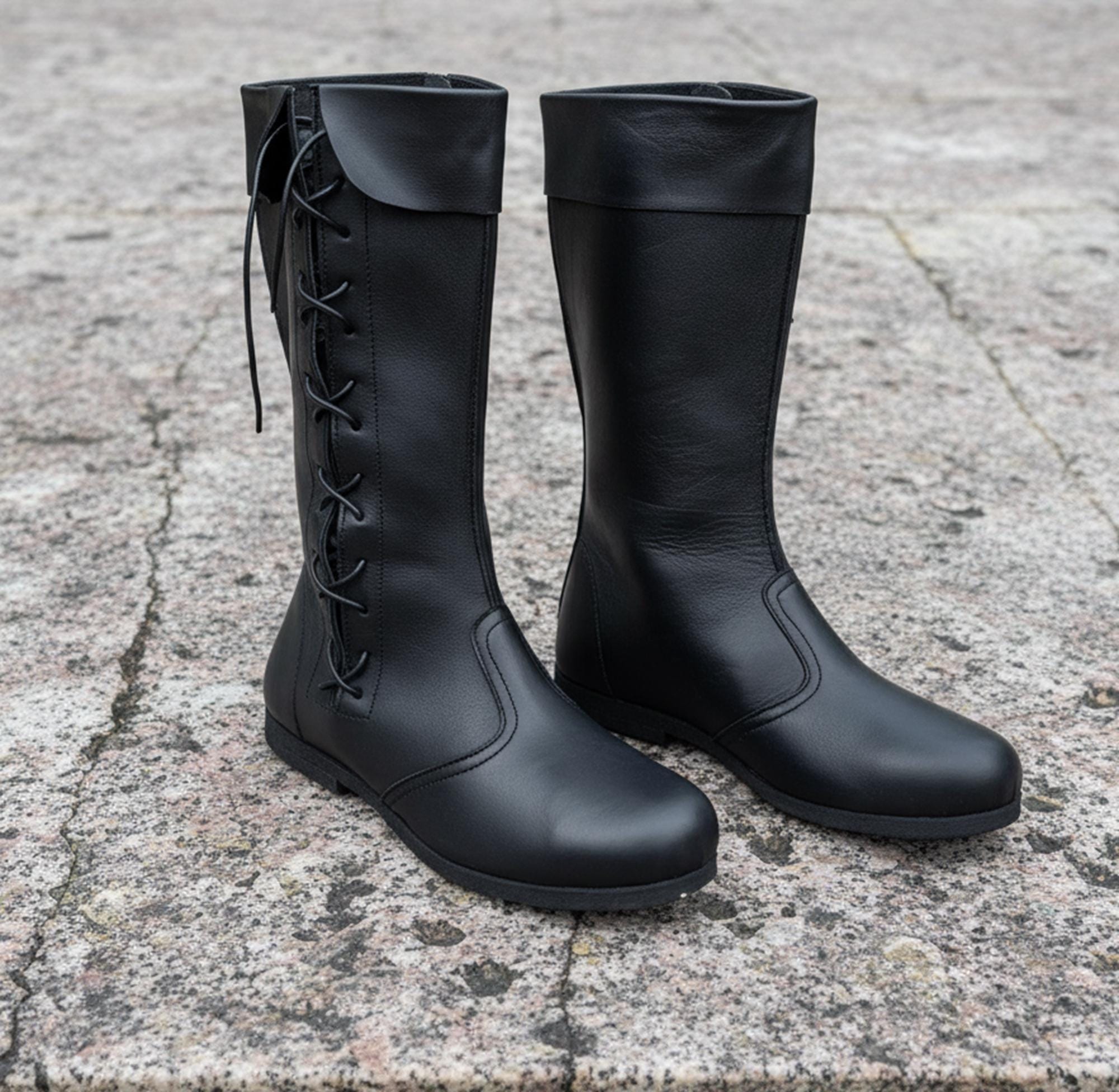 Viking Boots - Medieval Knee High Leather Boots – Renaissance Boots, LARP Footwear, Viking Boots