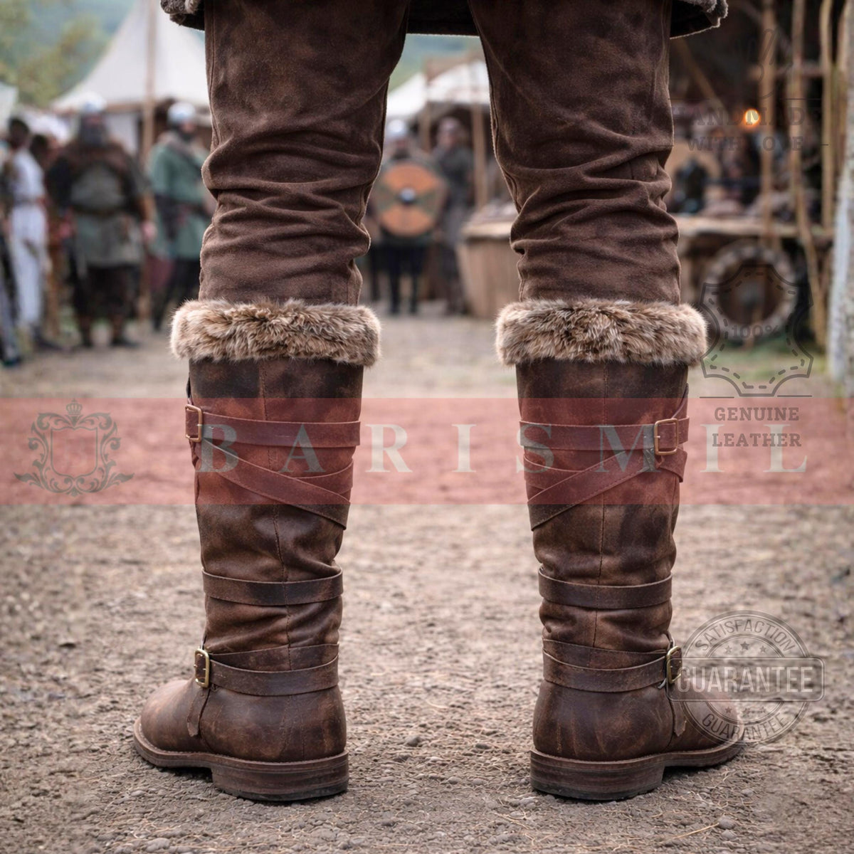 Viking Boots - Handmade Viking Leather Boots – Fur Trim Medieval Warrior Footwear