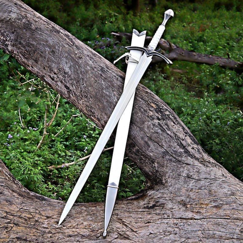Viking Weapon Replica - Handmade Damascus Steel Celtic Leaf Sword, Viking Medieval Display Sword
