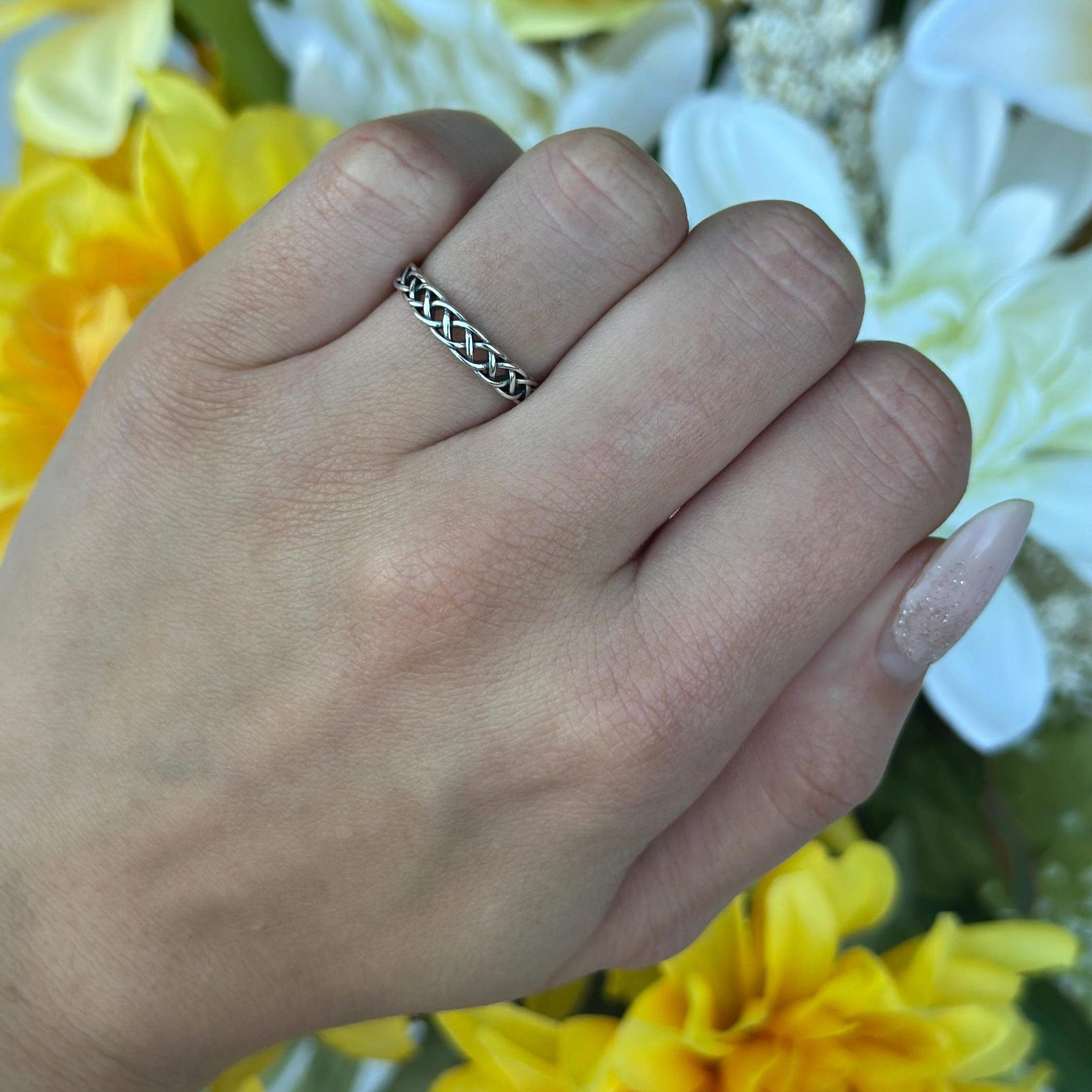 Viking Raven Ring - Sterling Silver Raven Ring, Celtic Knot Ring, Viking Raven Ring, Gothic Mens