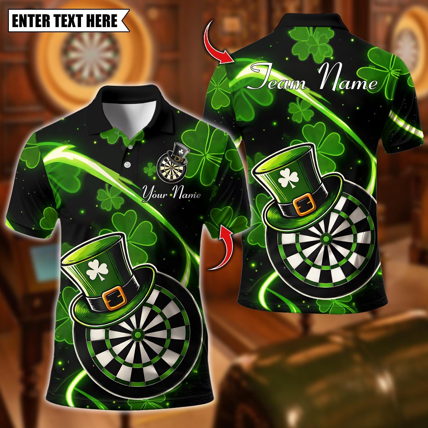 Viking T-Shirt - Personalized Name Dart Polo Shirt, Viking Fire Warrior Darts Design, Custom Team