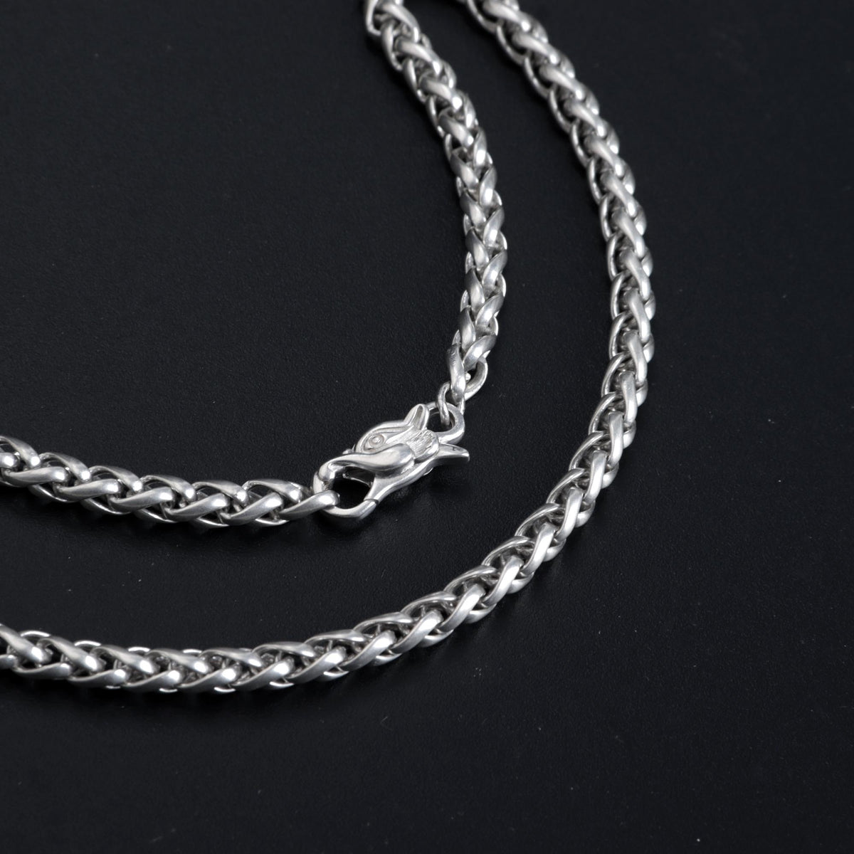 Viking Necklace - Viking Franco Necklace With Celtic Knot Clasp, Unisex Sterling Silver Thick