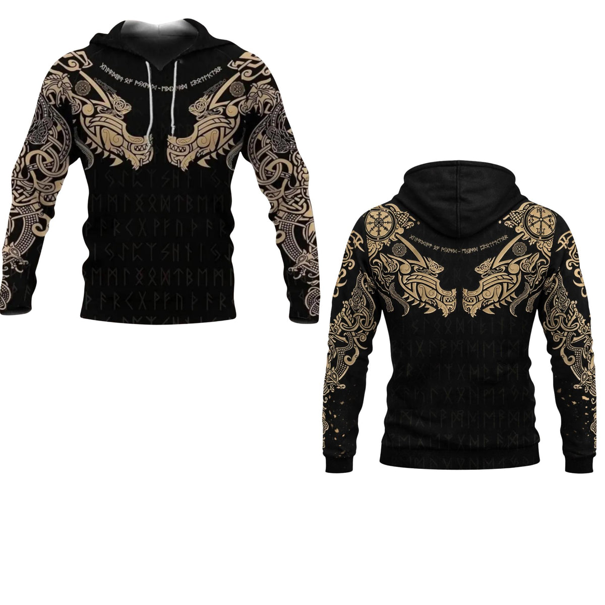 Viking Raven Hoodie - Norse Viking Warrior Hoodie, Black White Celtic Knot Raven Tattoo Art Unisex