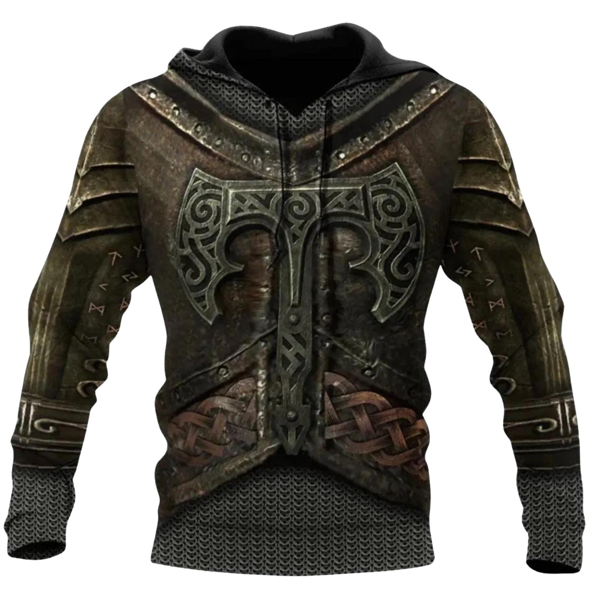 Viking Hoodie - Viking Armor Hoodie, Medieval Warrior All Over Print Pullover, Norse Axe Chainmail