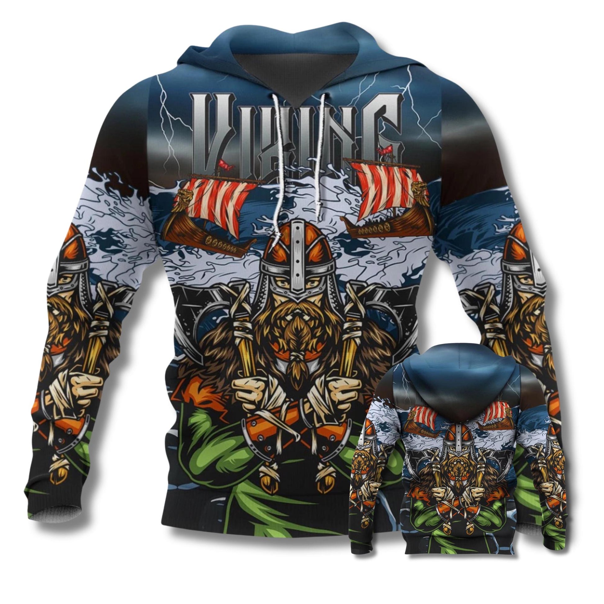 Viking Odin Hoodie for Men, Norse God Warrior Pullover