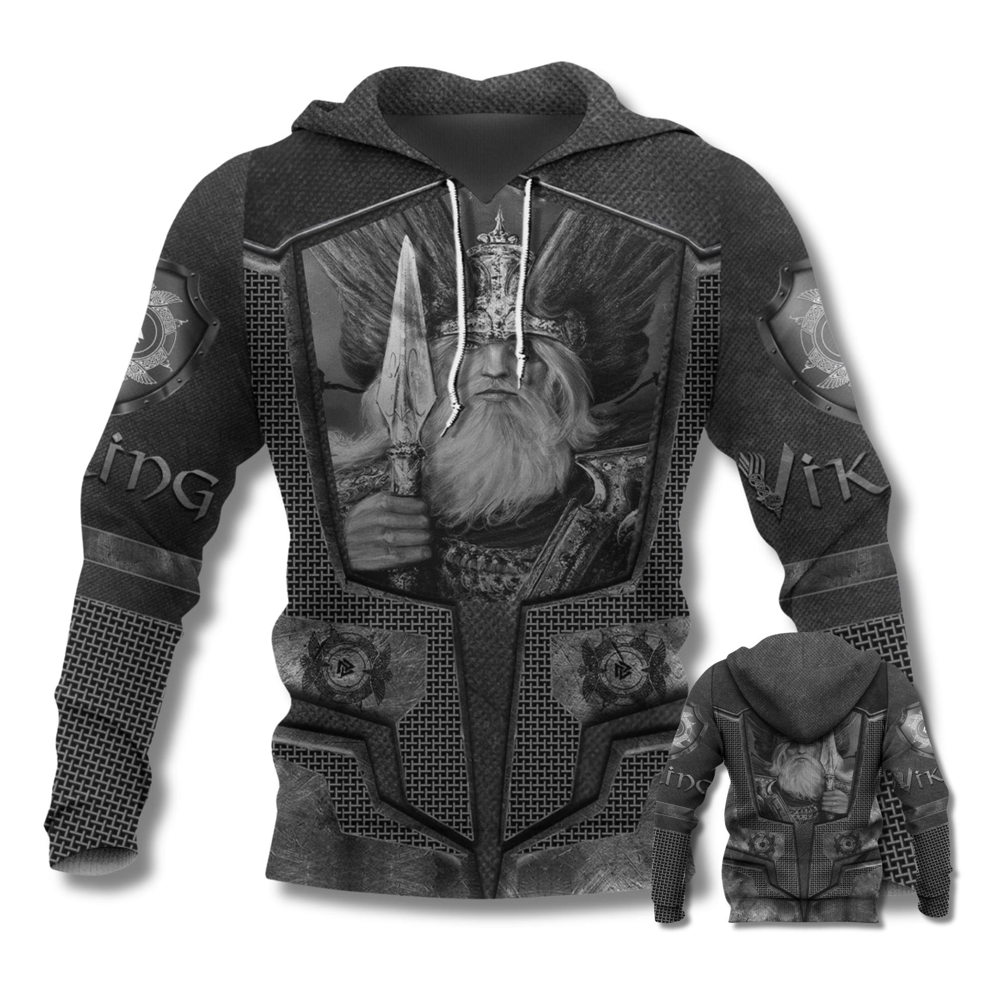 Viking Odin Hoodie for Men, Norse God Warrior Pullover