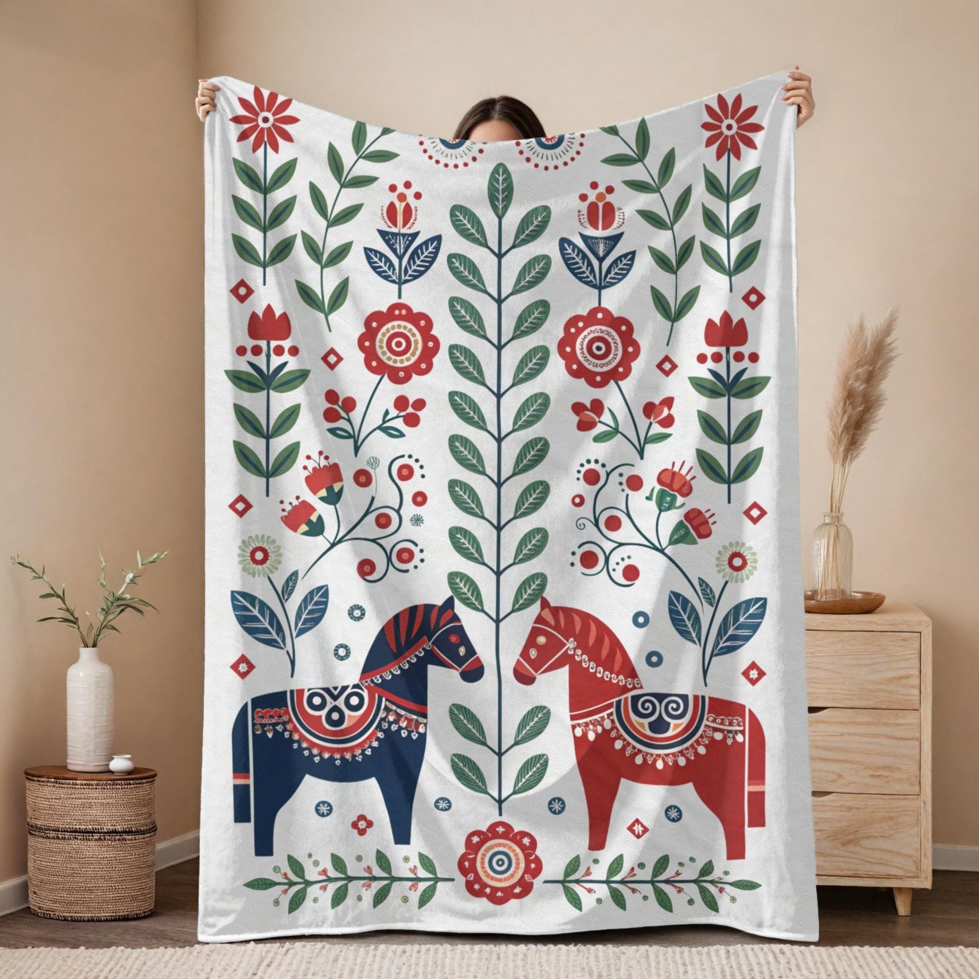 Viking Blanket - Scandinavian Aesthetic Viking Dragon Sherpa/Velvet Blanket - Unique Gift for