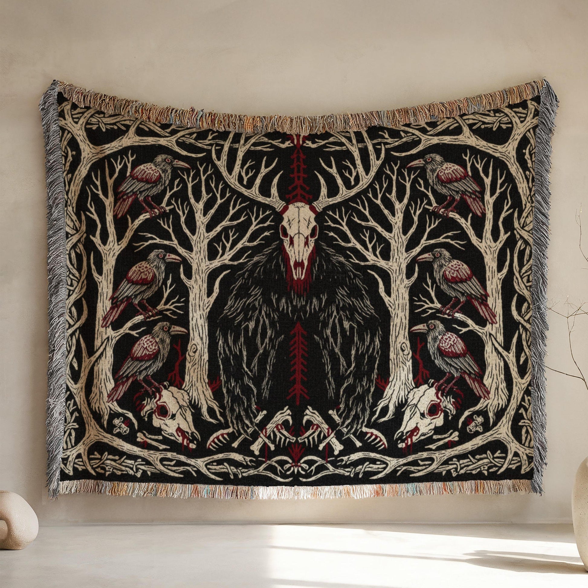 Viking Yggdrasil Tree of Life Blanket - Yggdrasil Woven Blanket, Norse Mythology Tapestry, Viking