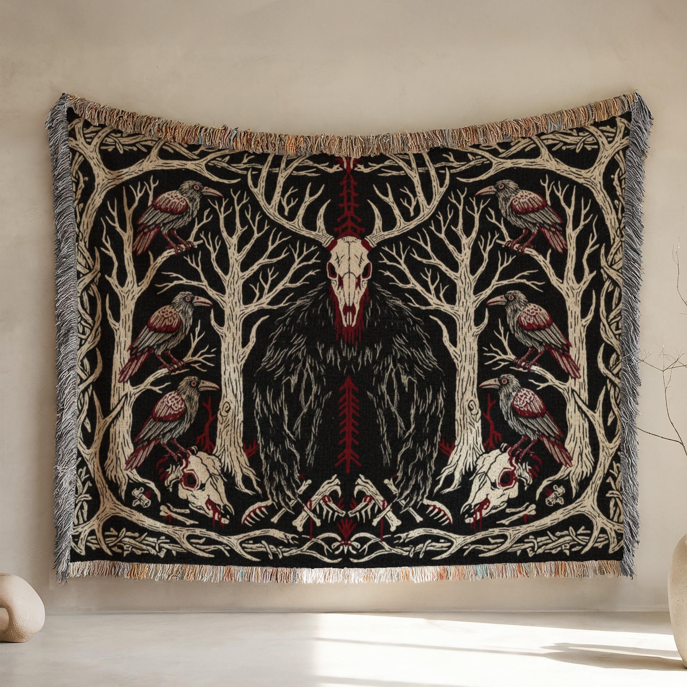 Viking Yggdrasil Tree of Life Blanket - Yggdrasil Woven Blanket, Norse Mythology Tapestry, Viking