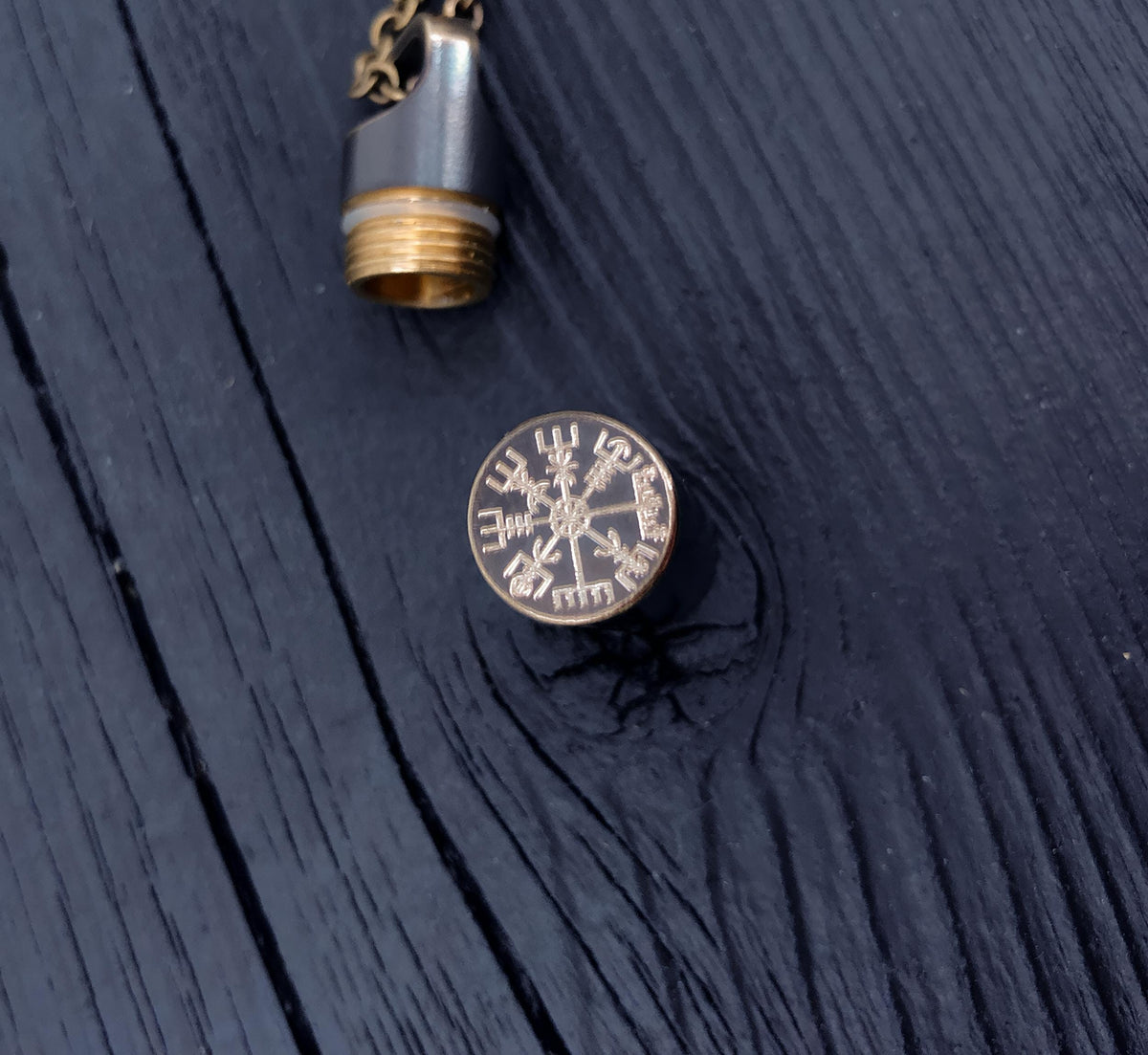 Viking Vegvisir Compass Necklace - Vegvisir Cremation Urn Necklace: Solid Brass Viking Compass