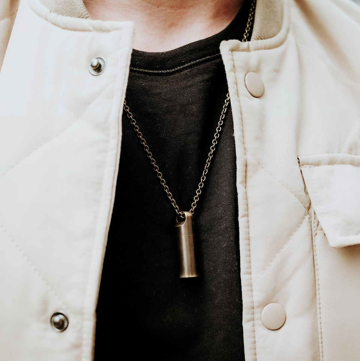 Viking Valknut Necklace - Viking Valknut Brass Cremation Urn Necklace: Custom Engraved Norse Pendant