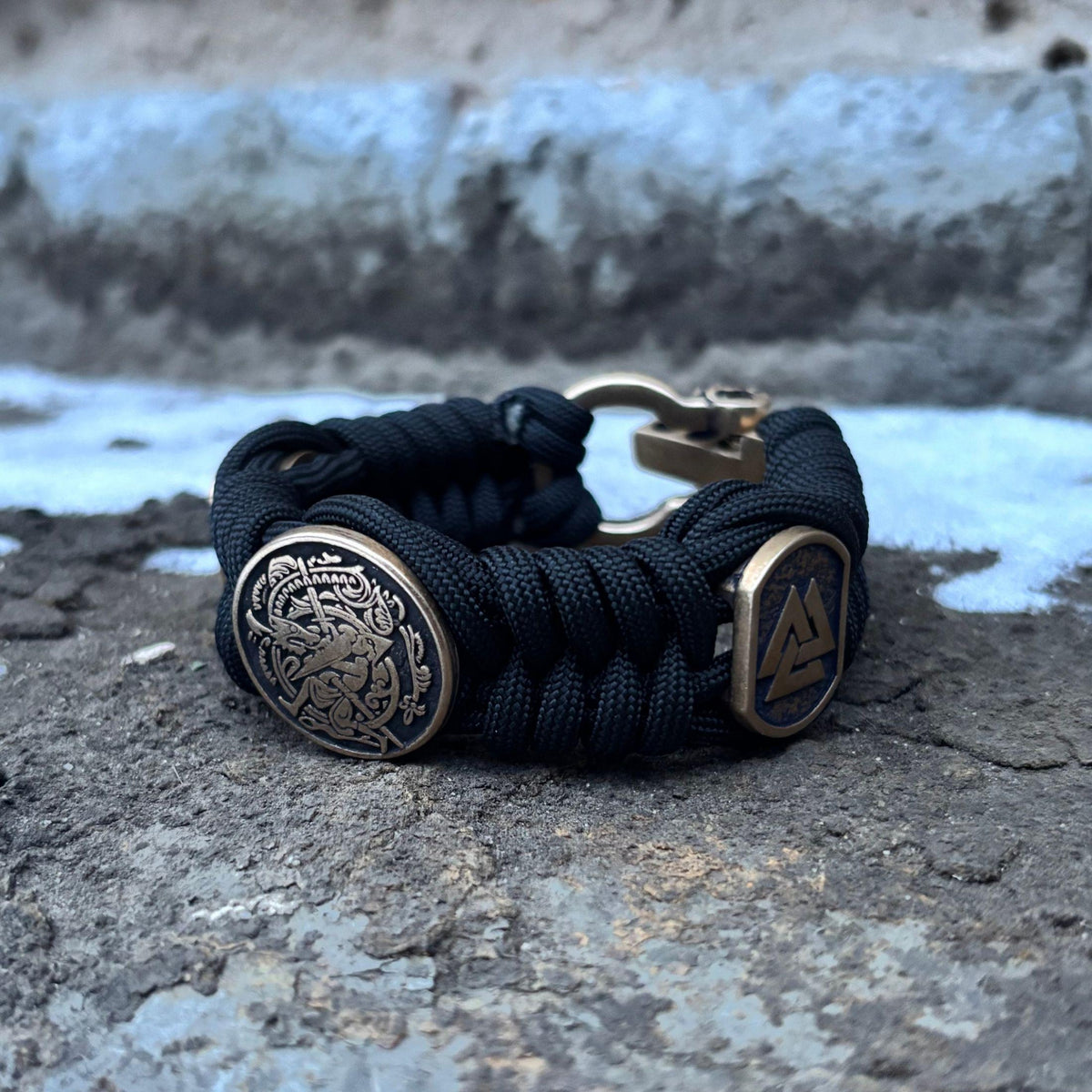 Viking Bracelet - Viking Sigurd and Fafnir Helm of Awe Paracord Bracelet Mens Jewelry gift for him
