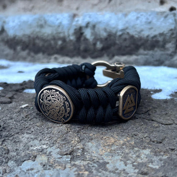 Viking Bracelet - Viking Sigurd and Fafnir Helm of Awe Paracord Bracelet Mens Jewelry gift for him