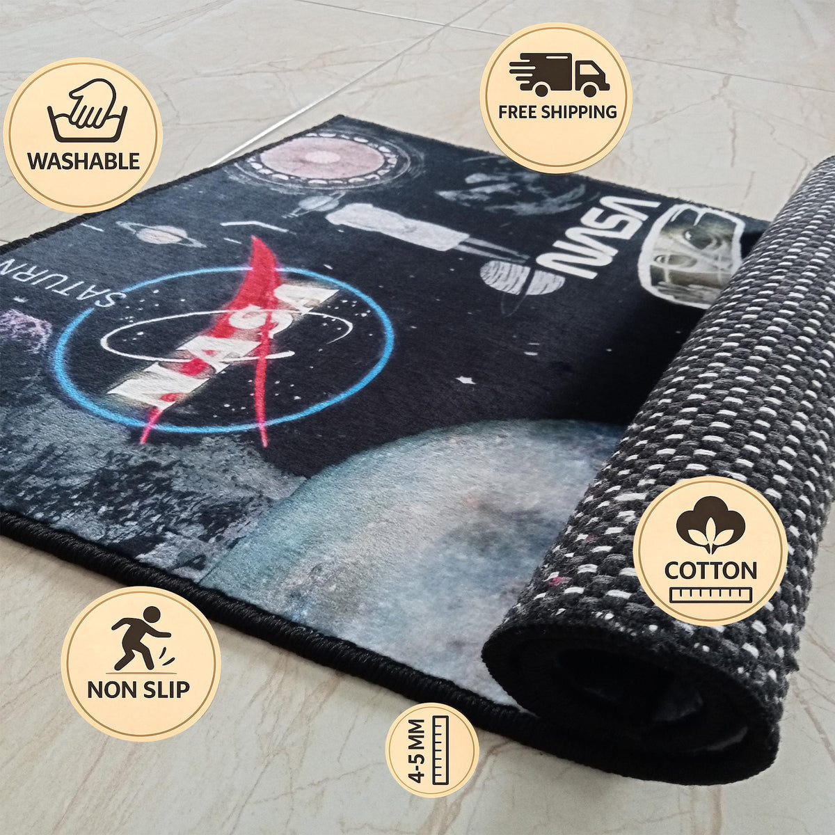 Viking Rune Rug - Norse Viking Rug: Red Black Longship Eagle Carpet, Nordic Rune Pattern, Mythology