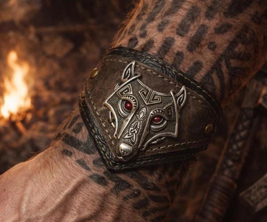 Viking Bracelet - viking leather bracelet for man and women adjustable norse symbol bracelet