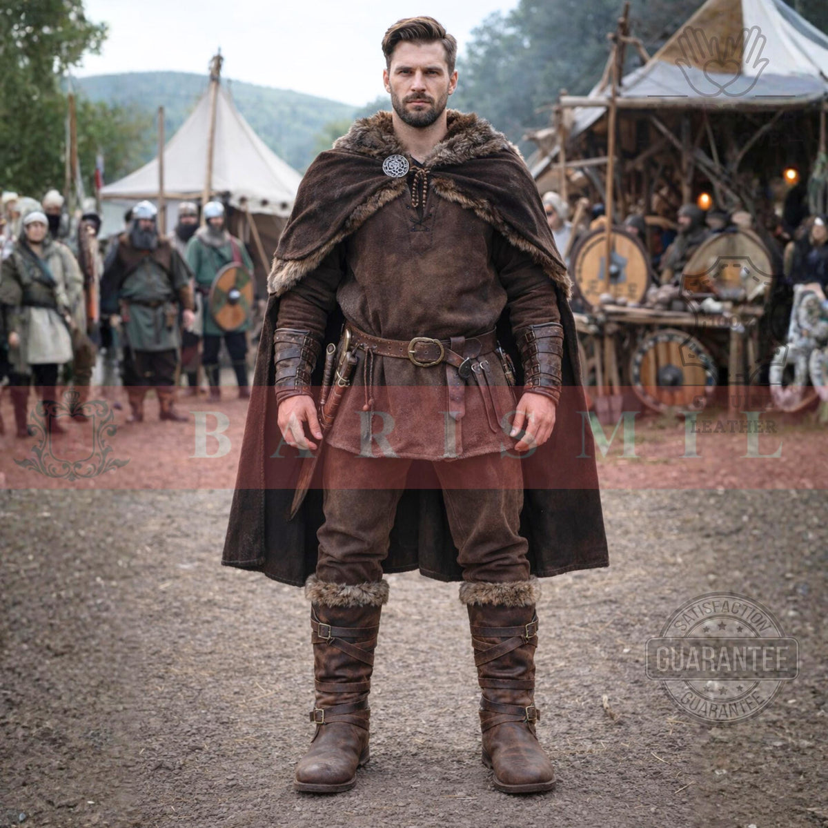 Viking Boots - Handmade Viking Leather Boots – Fur Trim Medieval Warrior Footwear