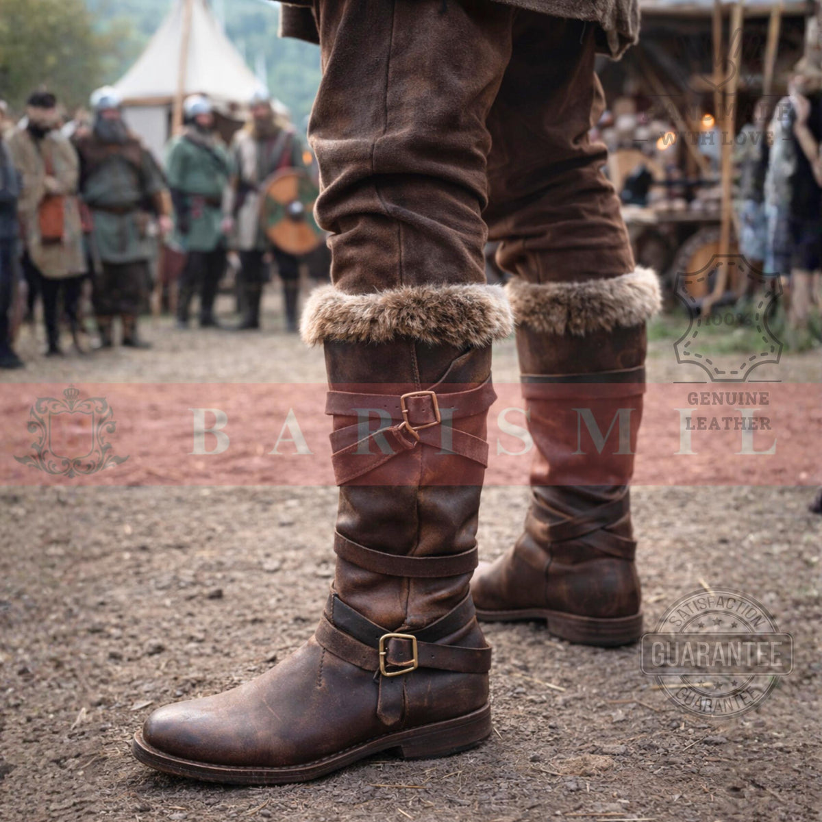 Viking Boots - Handmade Viking Leather Boots – Fur Trim Medieval Warrior Footwear