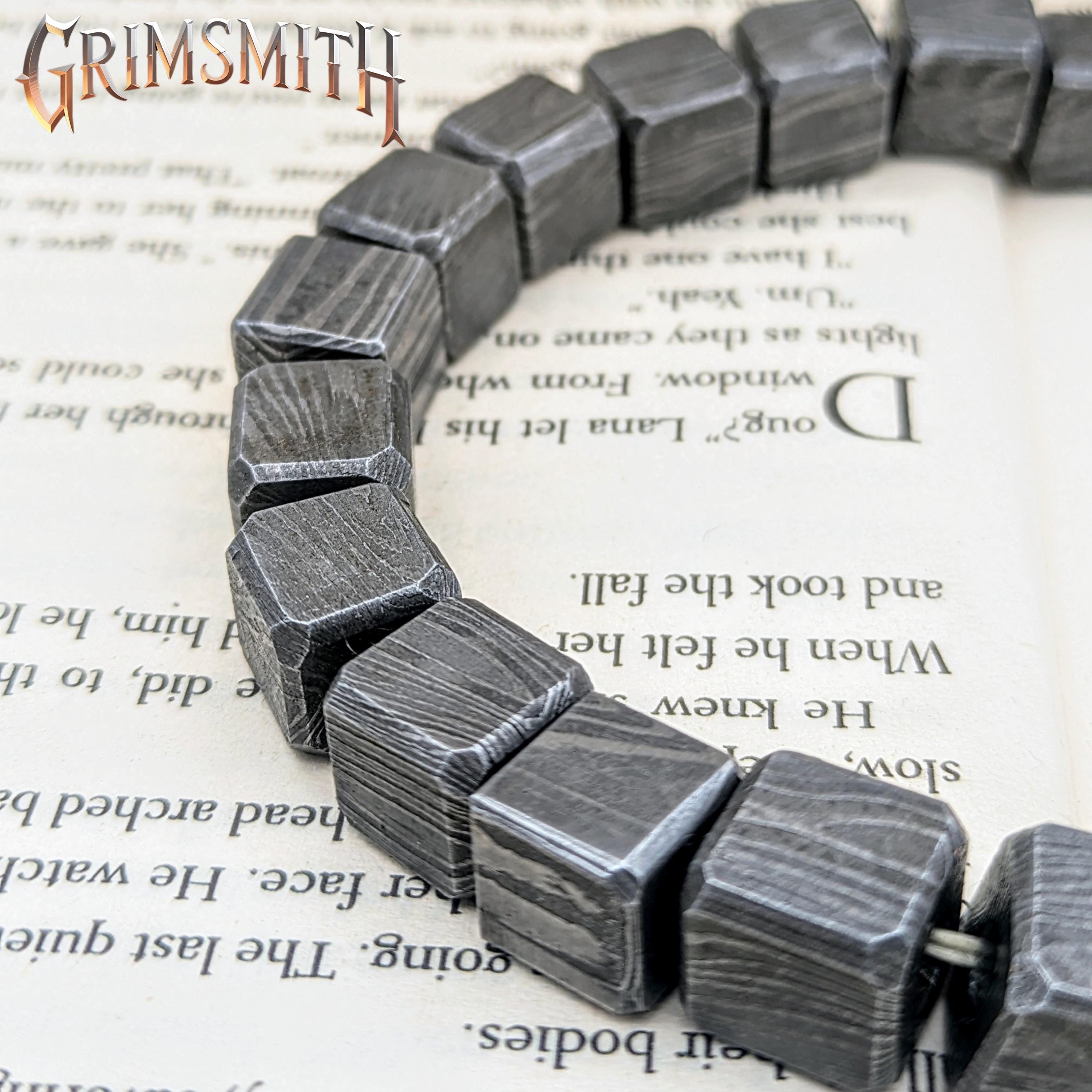 Viking Bracelet - Handcrafted Damascus Steel Square Cube Beaded Bracelet – Nordic Viking Geometric