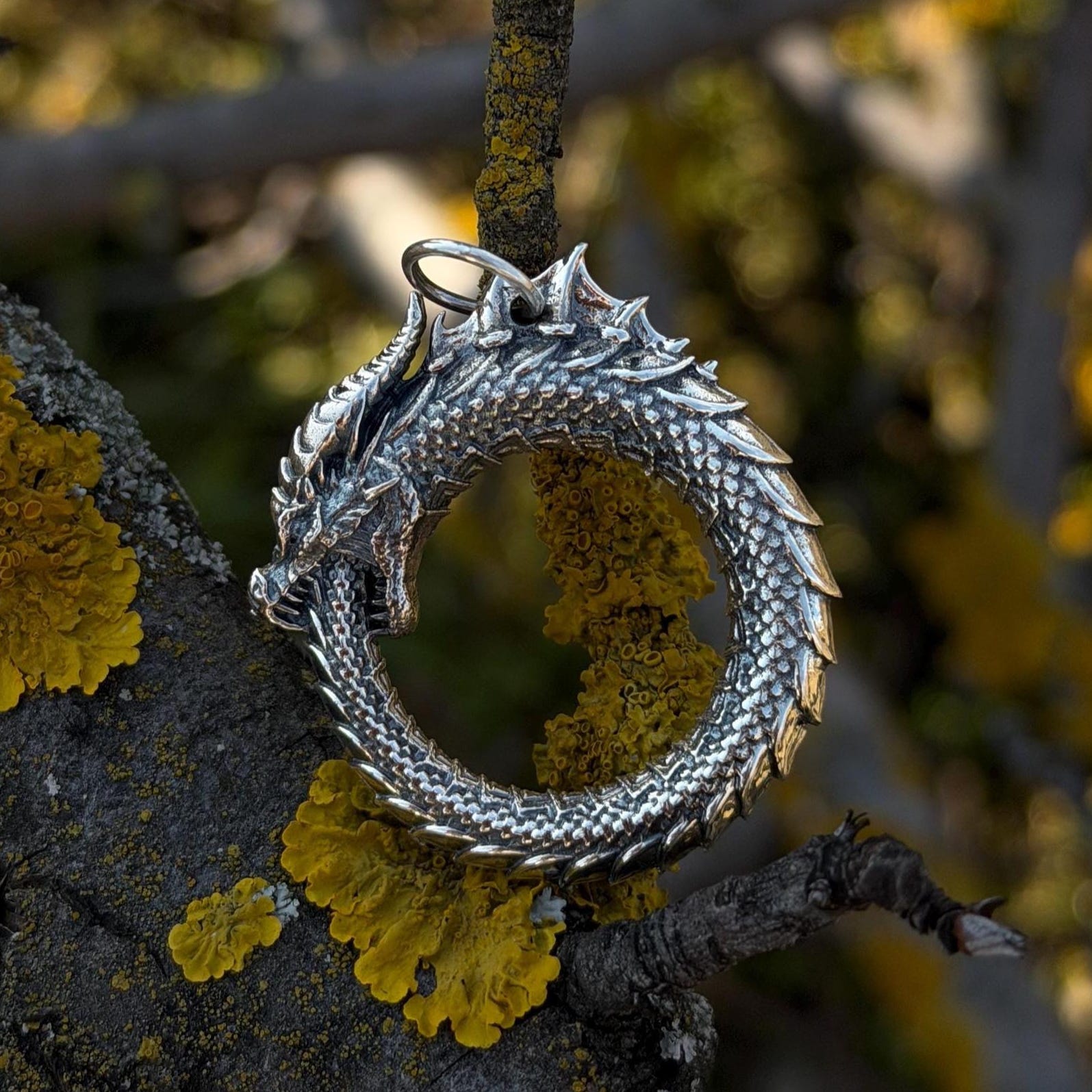 Viking Necklace - Braided Leather Dragon Necklace – Viking Necklace with Silver Dragon End Caps
