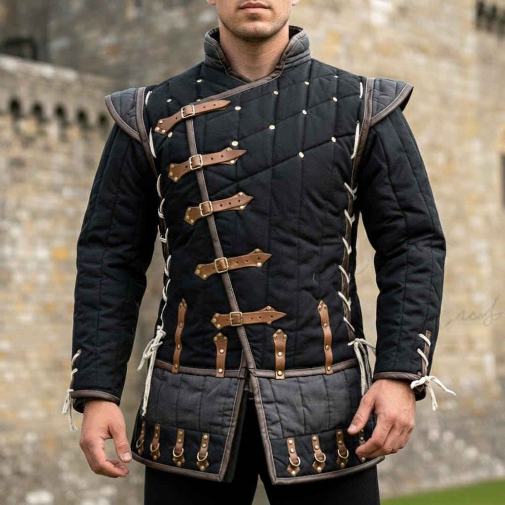 Viking Jacket - Handmade Warrior Medieval Leather Coat, Unisex Ranger Combat Quilted Viking Cosplay