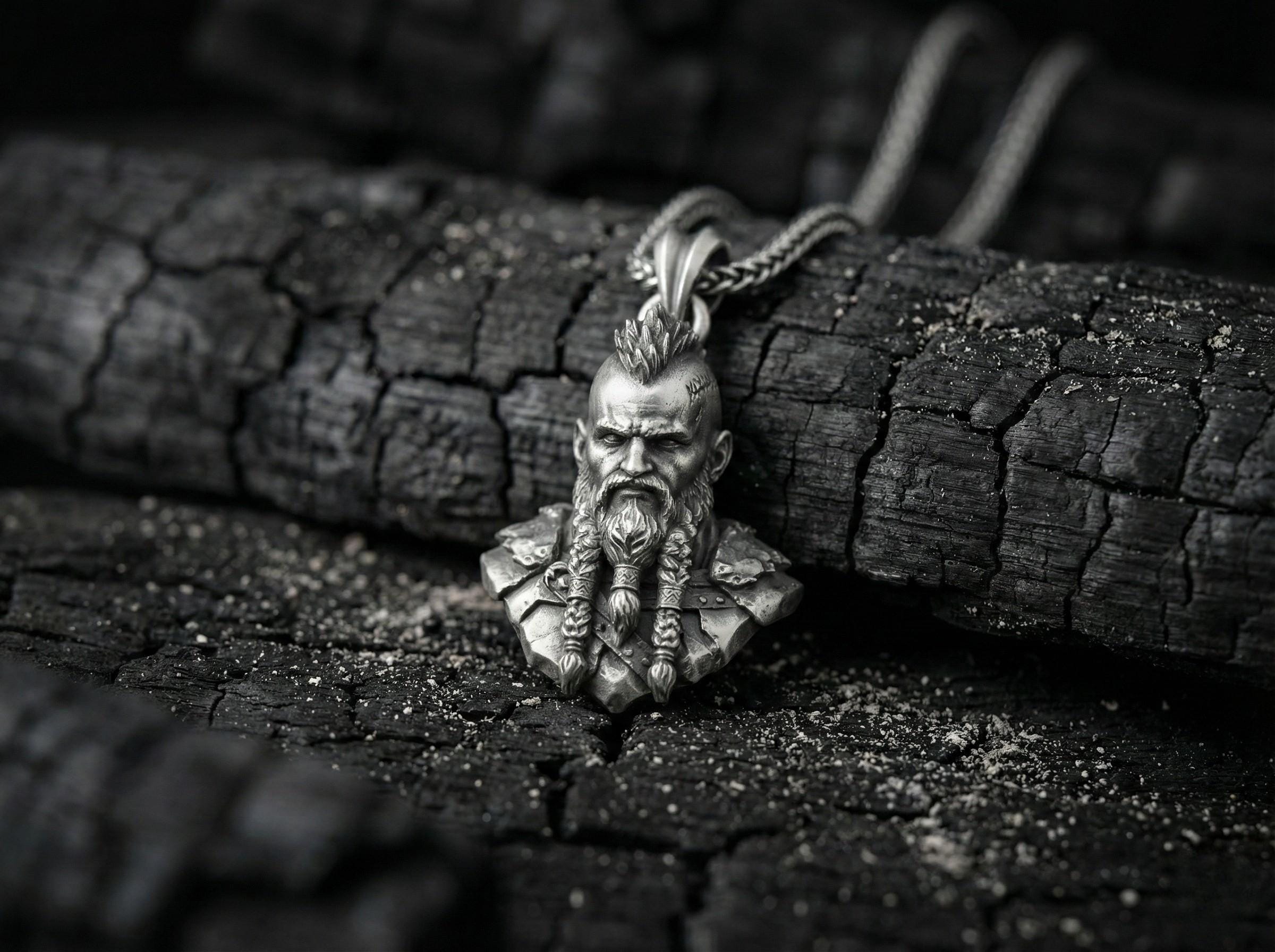 Viking Thor's Hammer Necklace - Viking Mjölnir Necklace - Thor Hammer with Skull and Rune Details