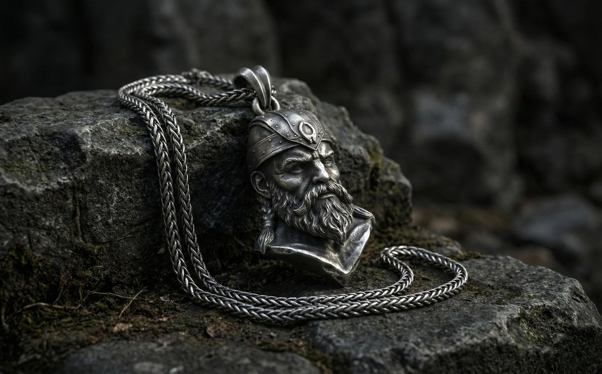 Viking Thor's Hammer Necklace - Viking Mjölnir Necklace - Thor Hammer with Skull and Rune Details