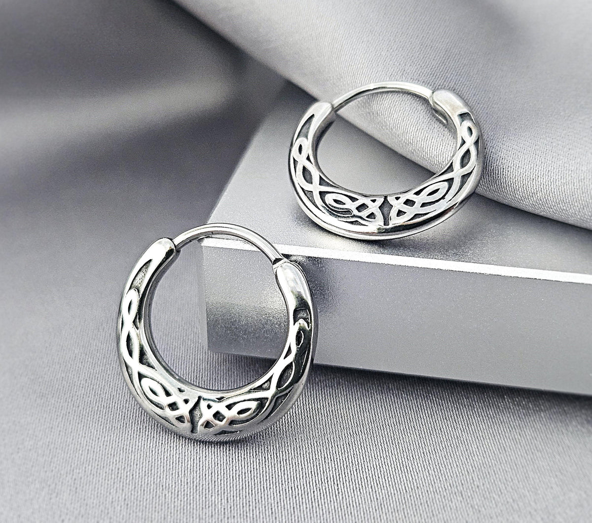 Viking Jewelry Accessory - Celtic braid hoop earrings, 8mm and 11 mm hoops, Viking earrings