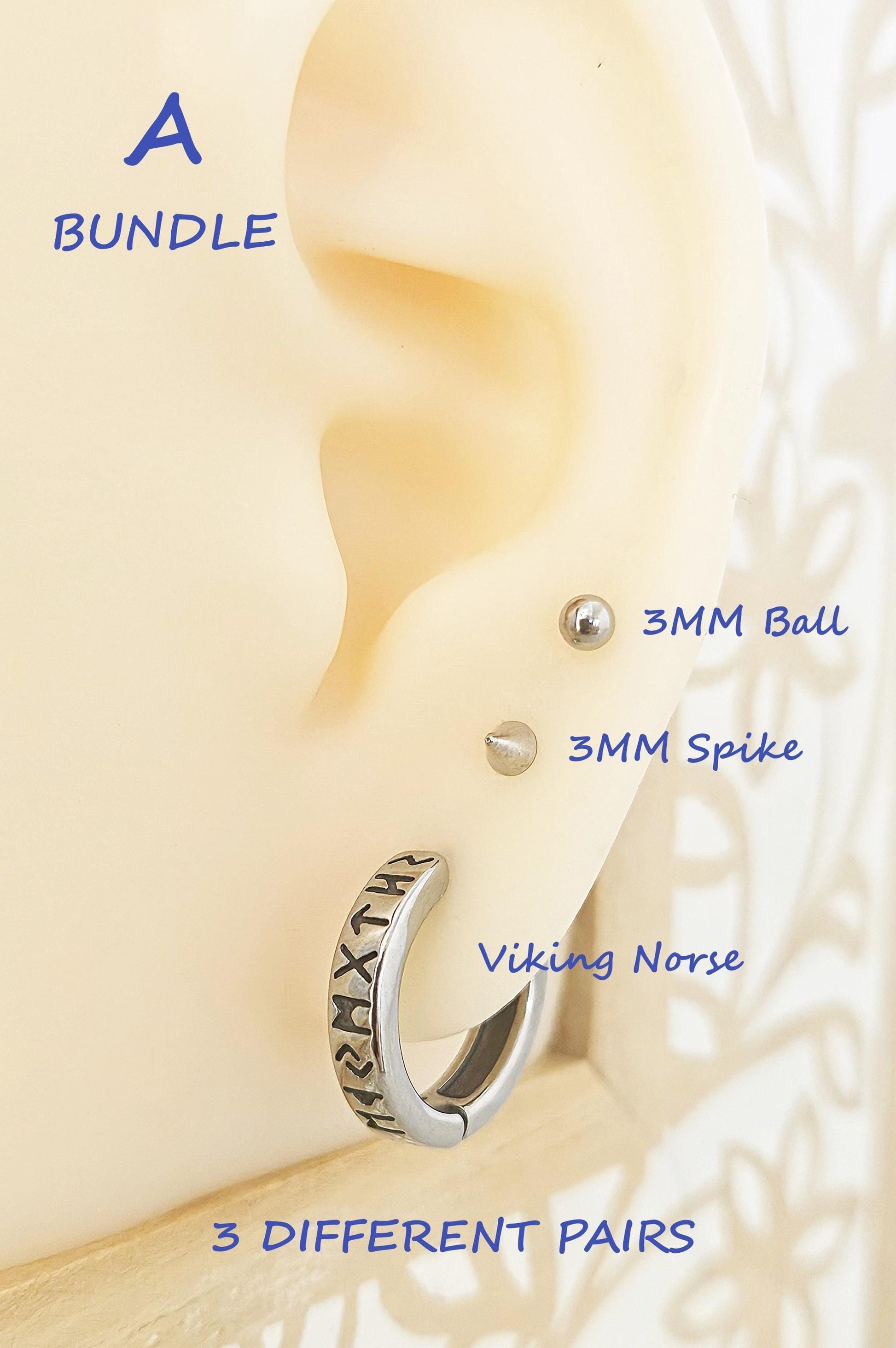 Viking Rune Jewelry Accessory - Viking Norse Hoops Earrings for Men, Surgical Steel Viking Runes