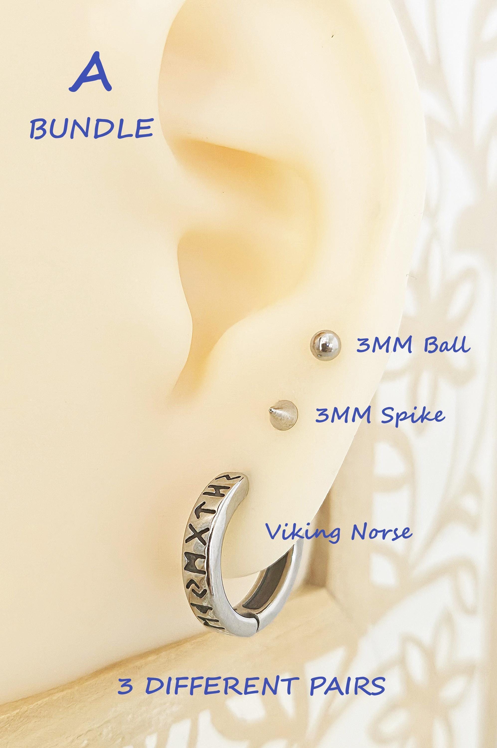 Viking Rune Jewelry Accessory - Viking Norse Hoops Earrings for Men, Surgical Steel Viking Runes
