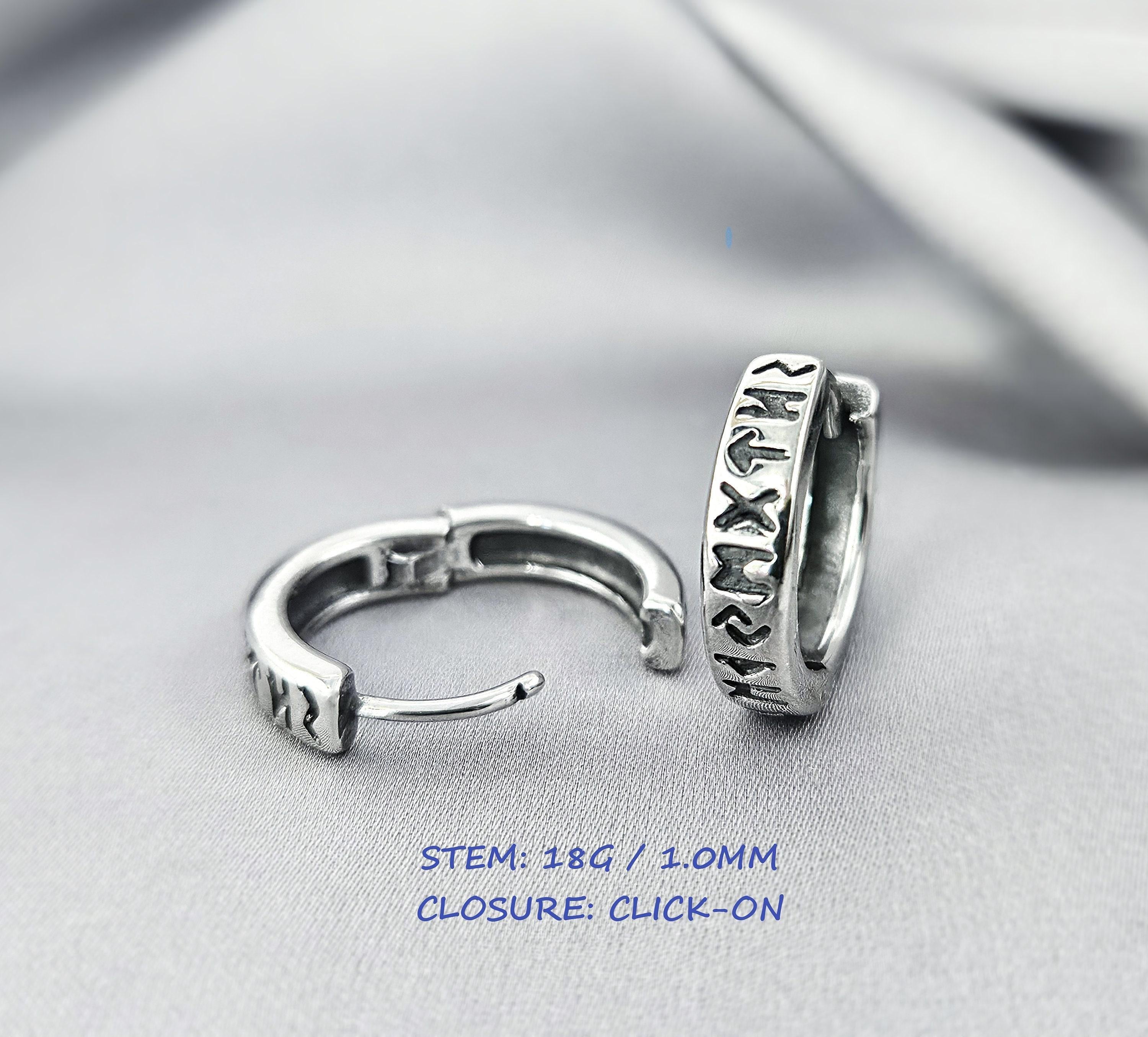 Viking Rune Jewelry Accessory - Viking Norse Hoops Earrings for Men, Surgical Steel Viking Runes