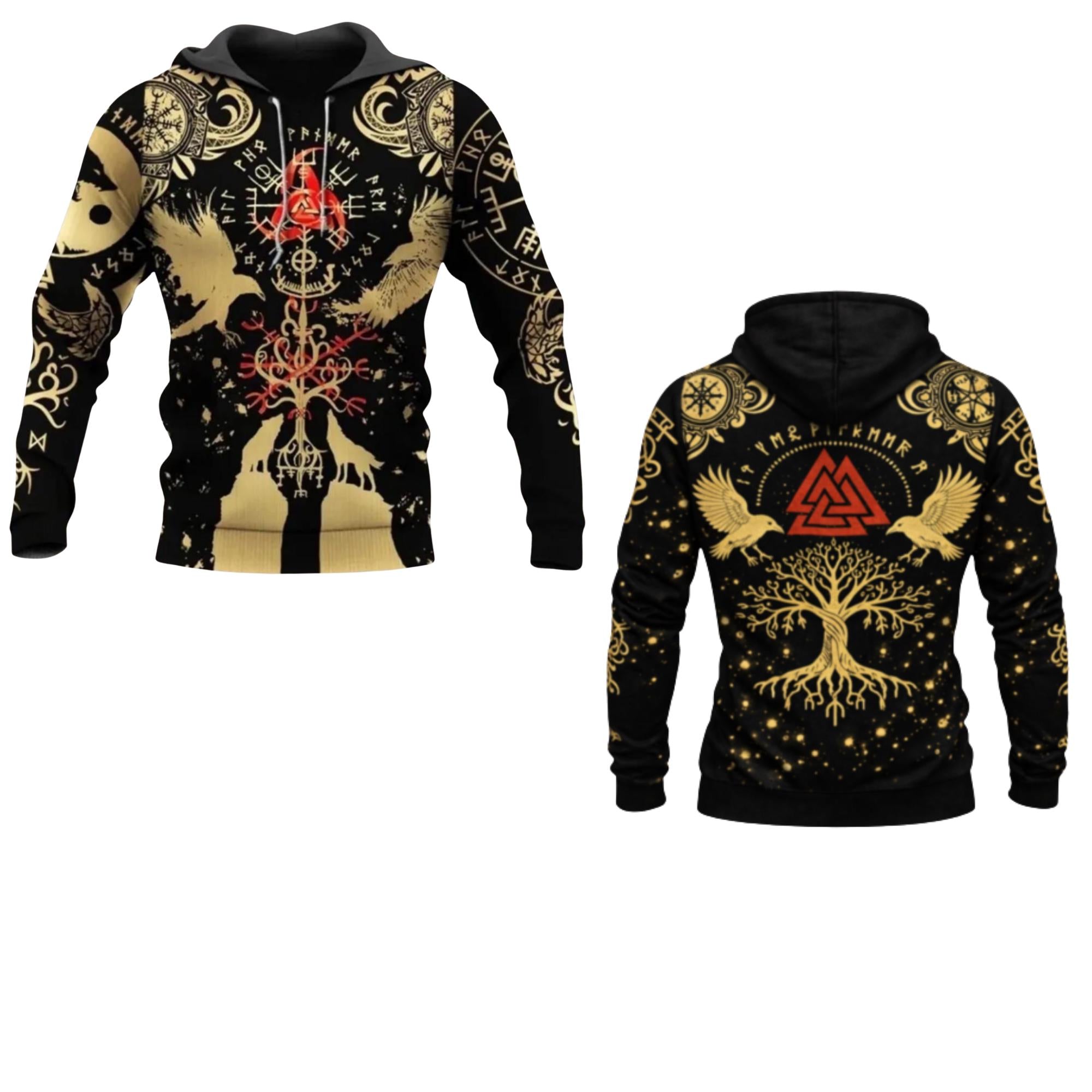 Viking Hoodie - Viking Armor Hoodie, Medieval Warrior All Over Print Pullover, Norse Axe Chainmail