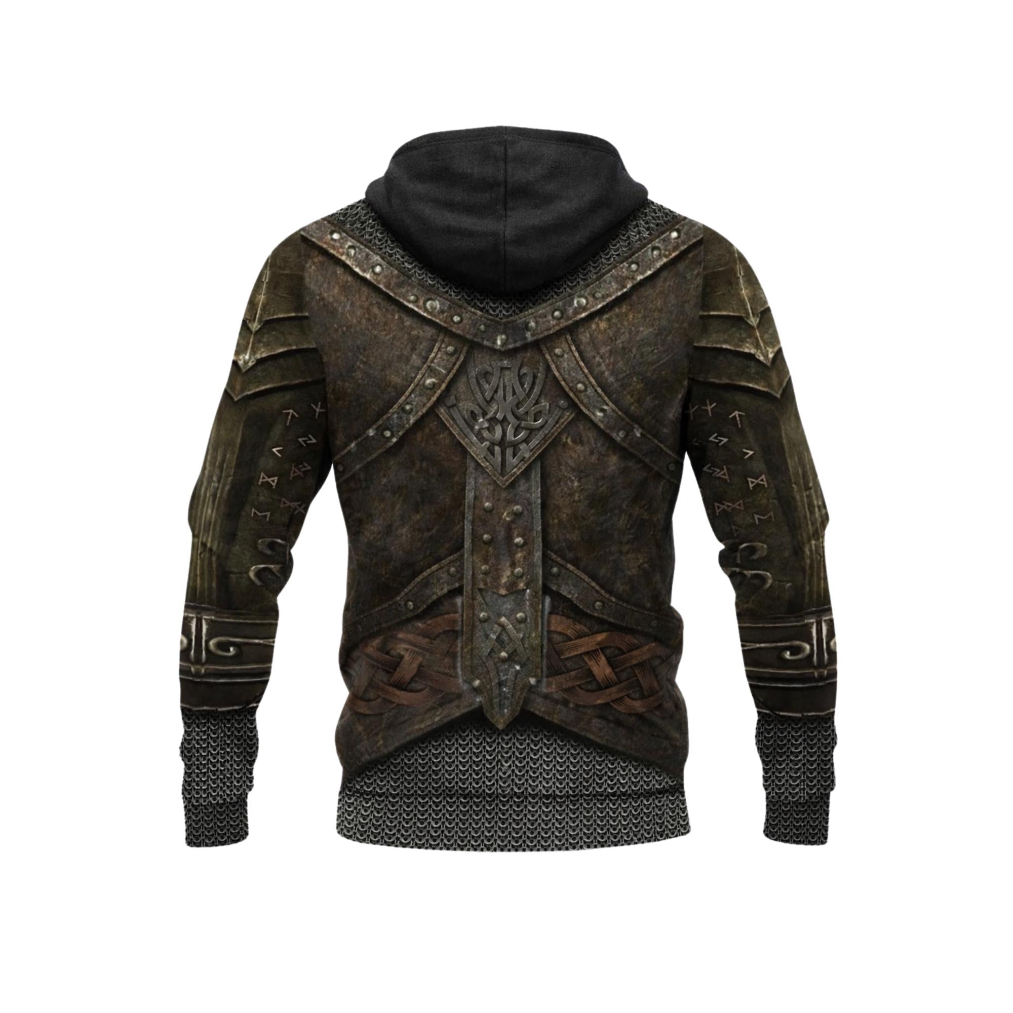 Viking Hoodie - Viking Armor Hoodie, Medieval Warrior All Over Print Pullover, Norse Axe Chainmail