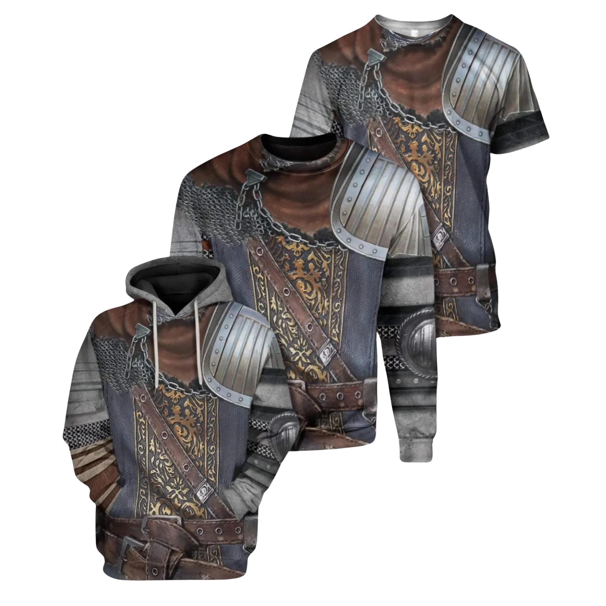 Viking Hoodie - Viking Armor Hoodie, Medieval Warrior All Over Print Pullover, Norse Axe Chainmail