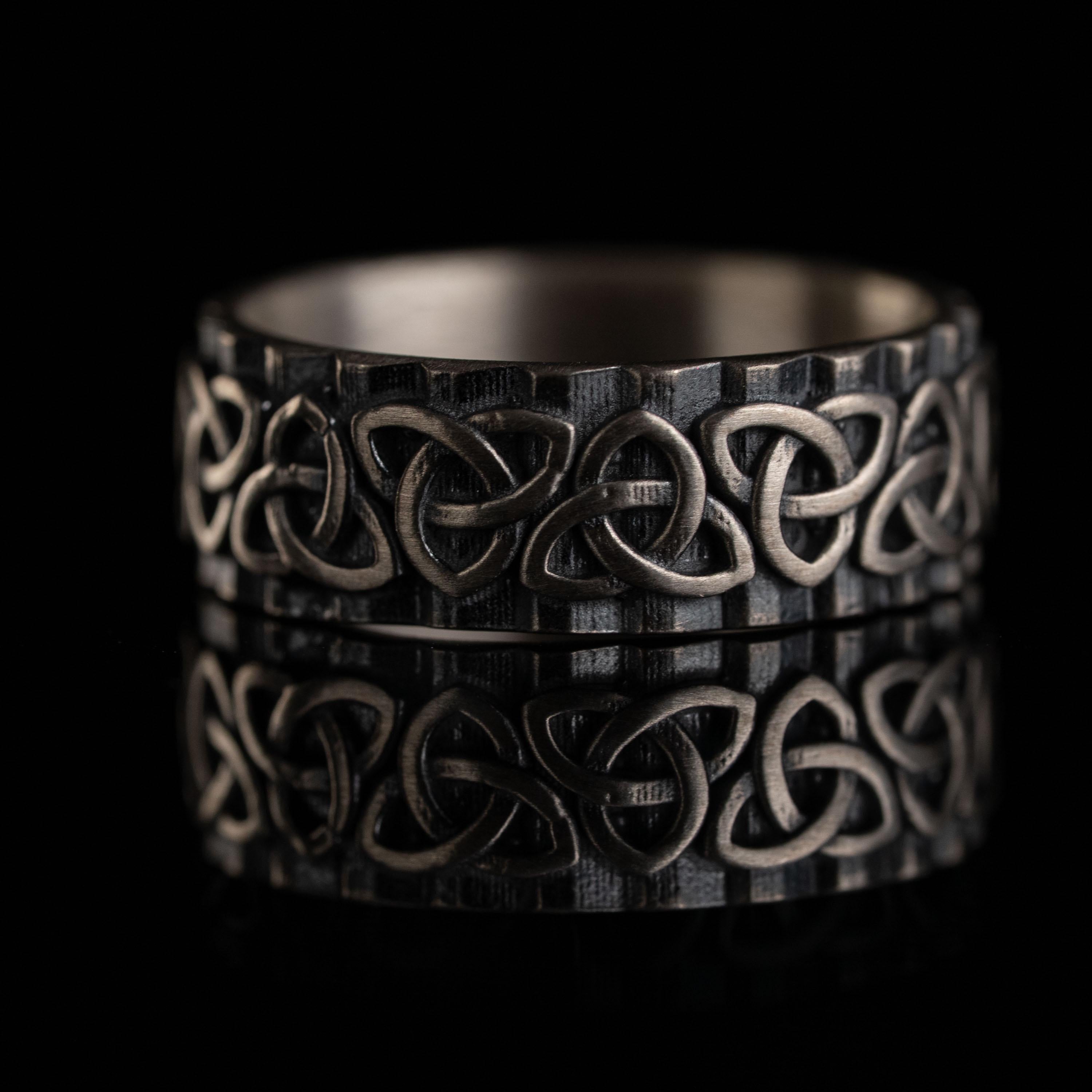 Viking Raven Ring - Raven Celtic Knot Ring, Viking Raven Band, Oxidized Silver Ring, Norse Celtic