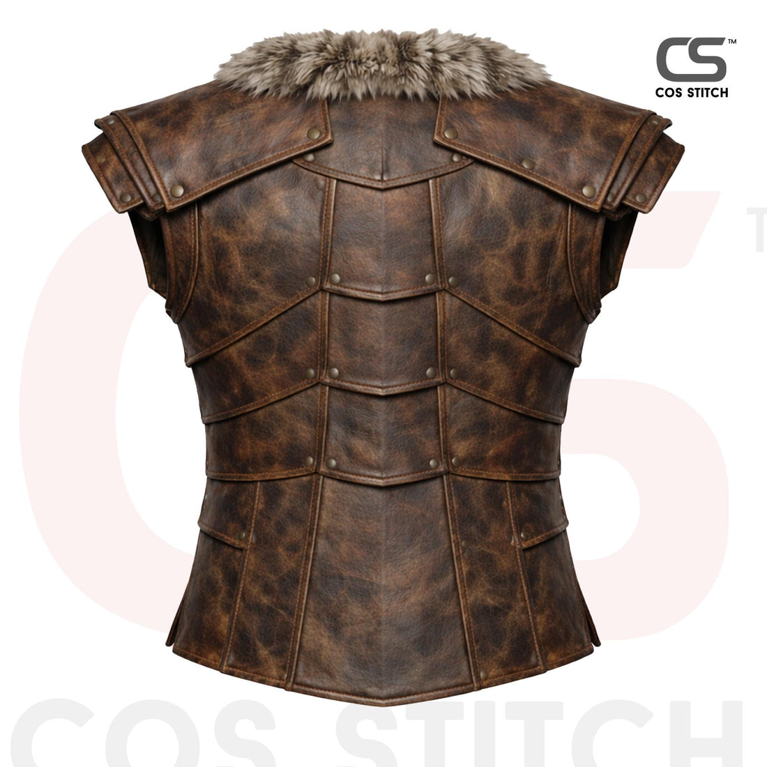 Viking Jacket - Viking Leather Vest Fur Collar Armor Medieval Norse Warrior Costume LARP Leather