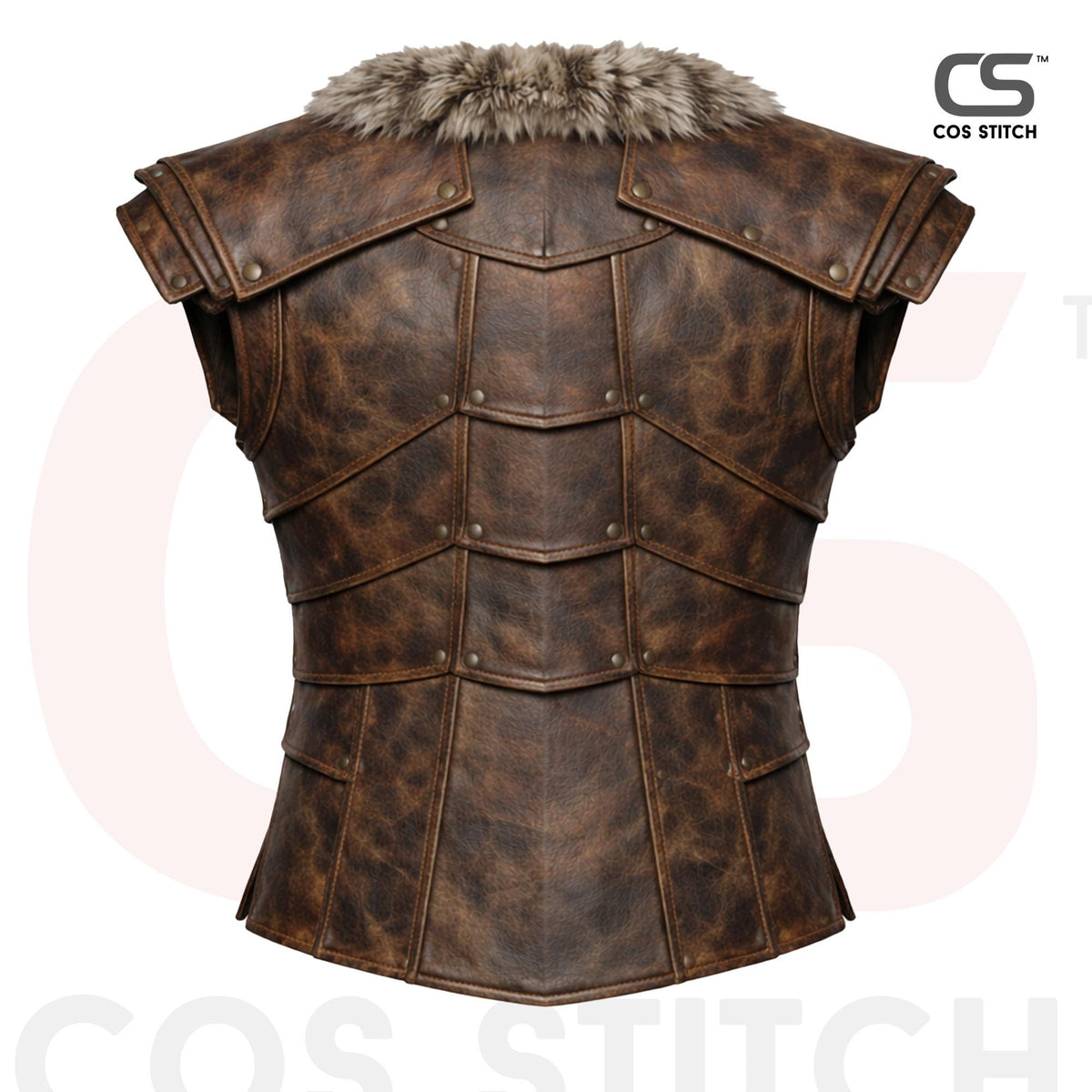 Viking Jacket - Viking Leather Vest Fur Collar Armor Medieval Norse Warrior Costume LARP Leather