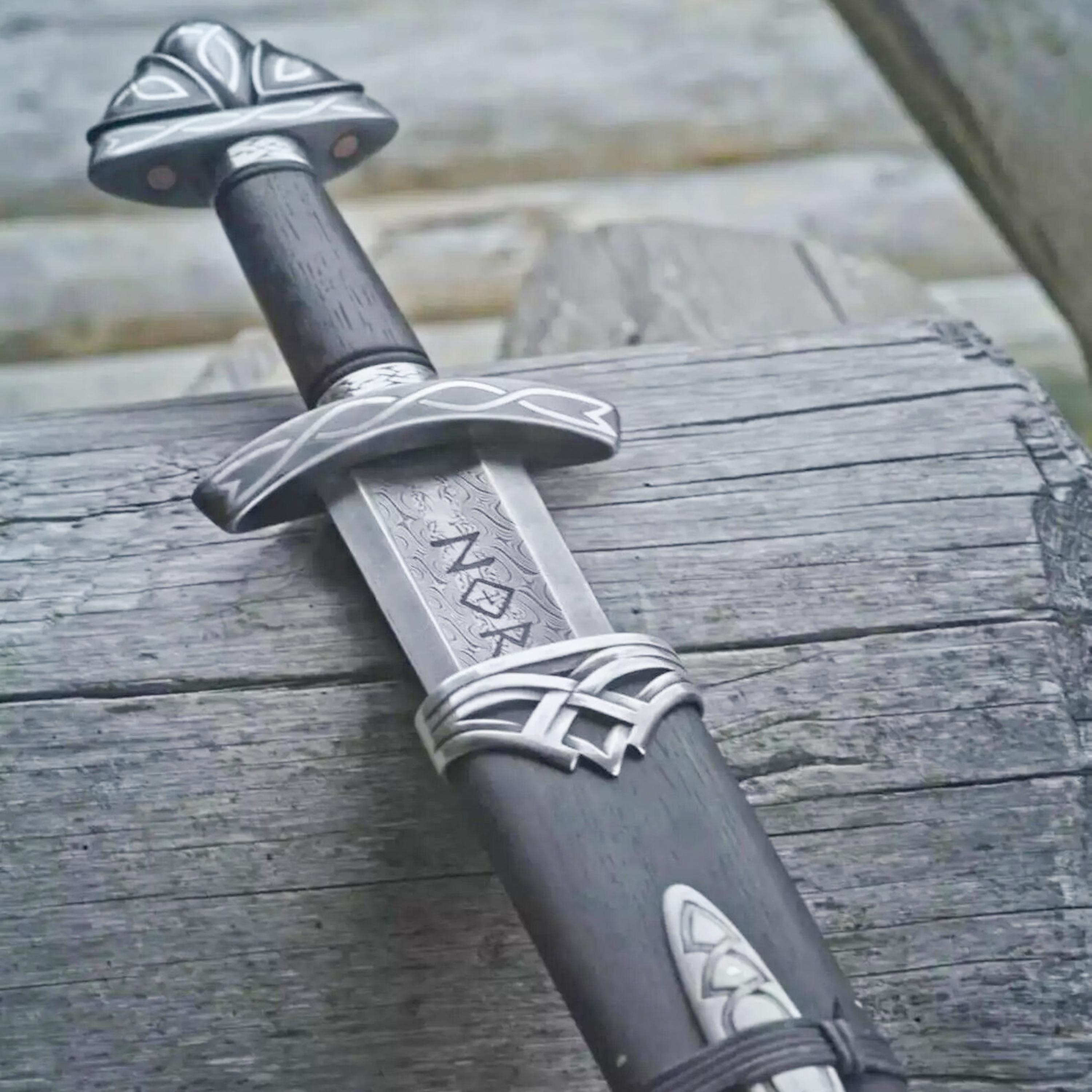 Viking Costume & LARP - Hand Crafted Northmen Damascus Steel Viking Sword, Custom Handmade Blade