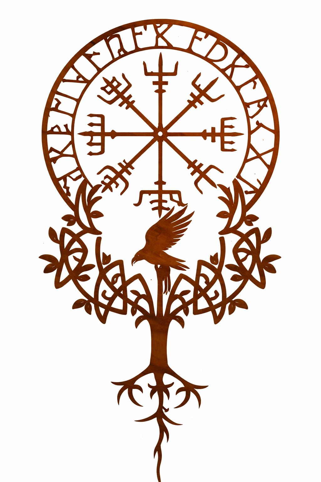 Viking Vegvisir Compass Blanket - Viking Vegvisir Tree of Life Wall Art, Norse Compass Raven Decor