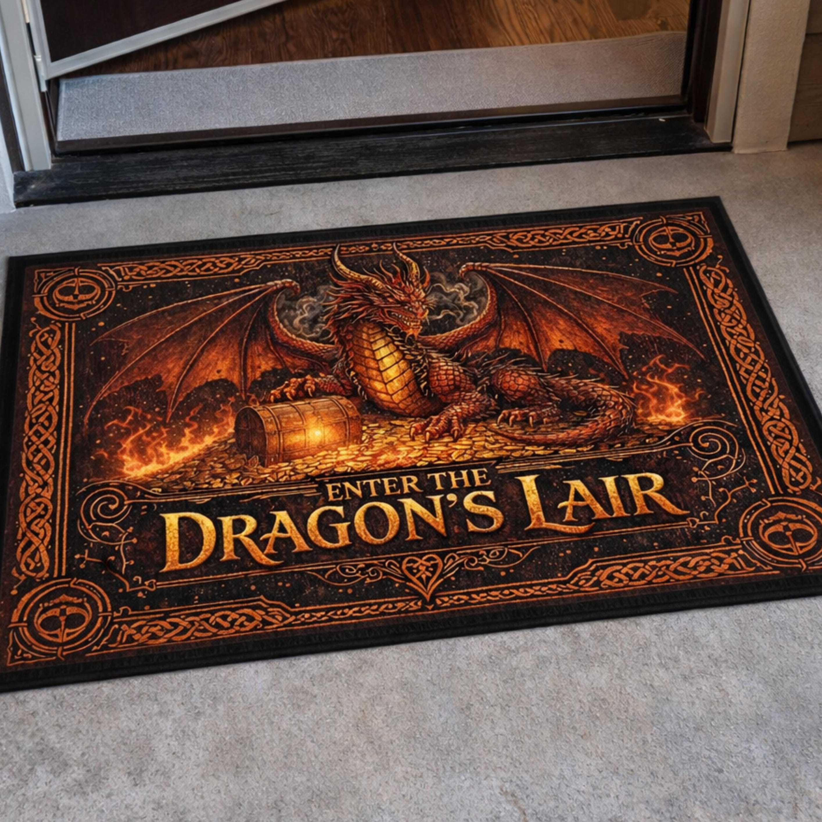 Viking Rug - Viking Dragon Knotwork Rug, Norse Mythology, Celtic Serpent Warrior (40x60cm)